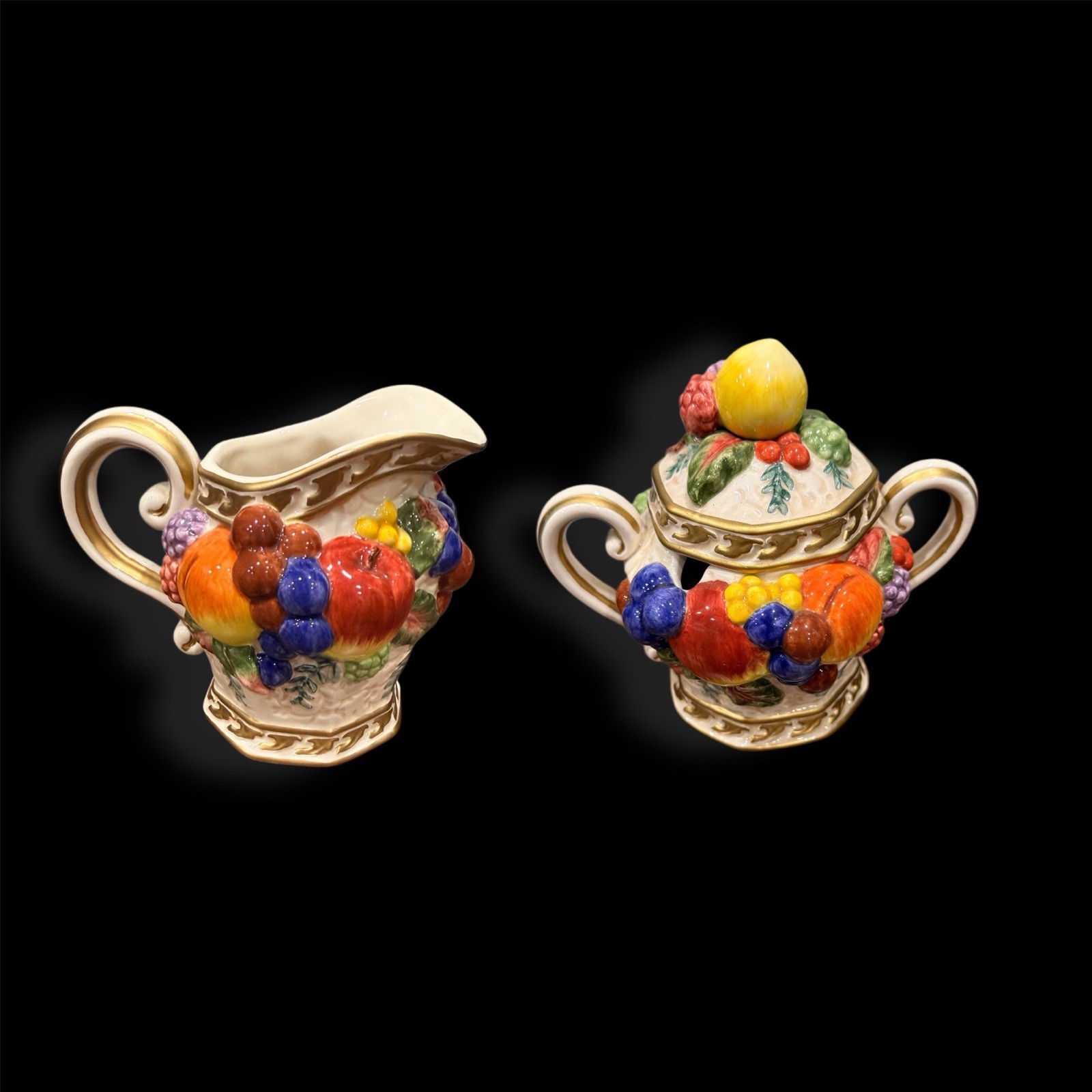 Fitz and Floyd Venezia Collection ceramic Cream & Sugar (w/lid) Set Fitz and Floyd Venezia Collection ceramic Cream & Sugar (w/lid) Set