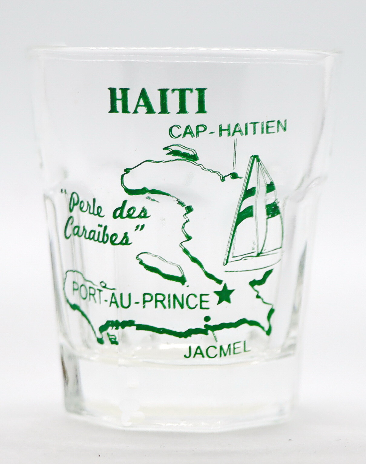 HAITI VINTAGE MAP OUTLINE SHOT GLASS SHOTGLASS
