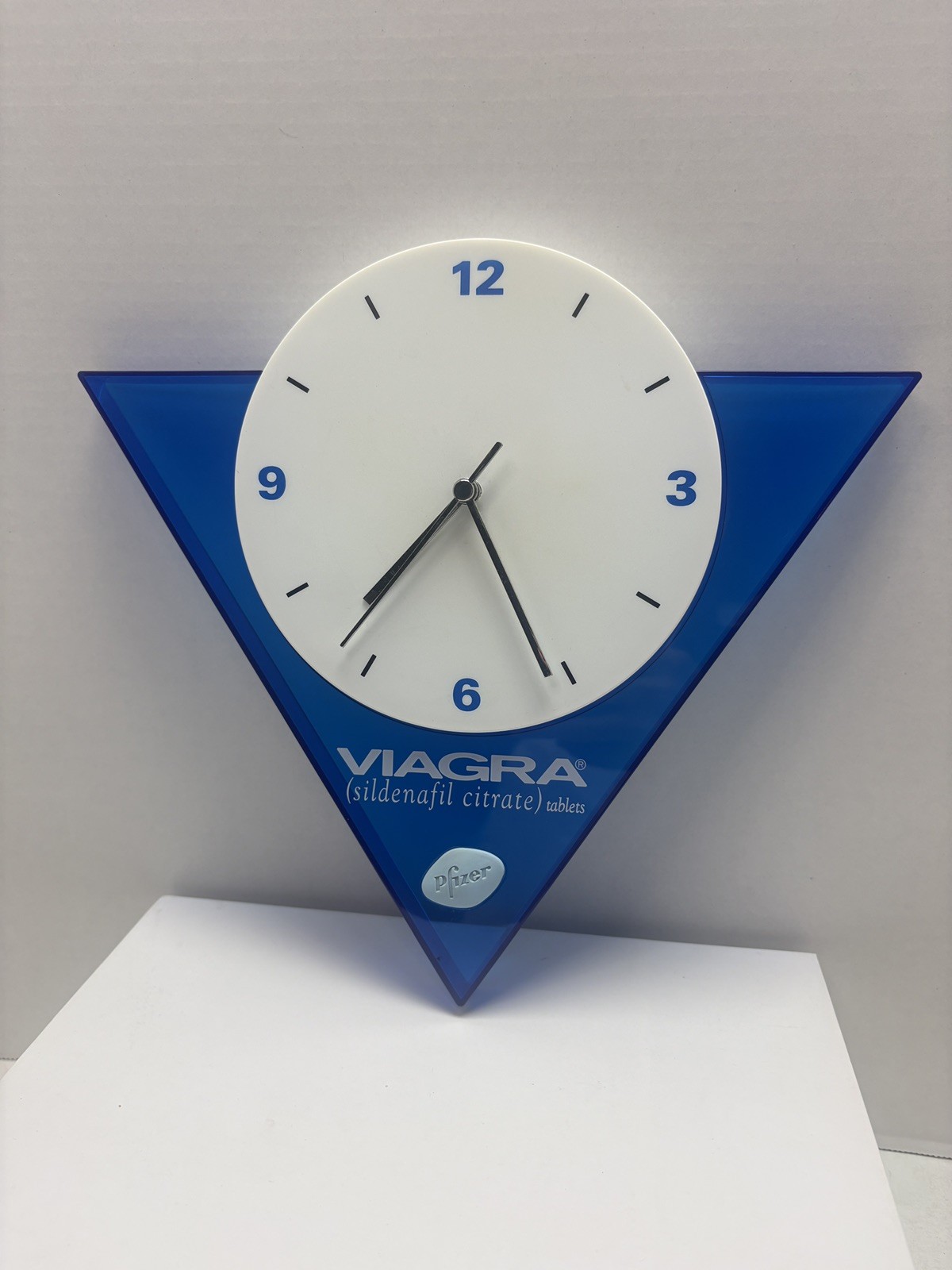 Vintage Viagra Clock - Pfizer Promotional Blue Drug Rep Advertising Vintage Viagra Clock - Pfizer Promotional Blue Drug Rep Advertising
