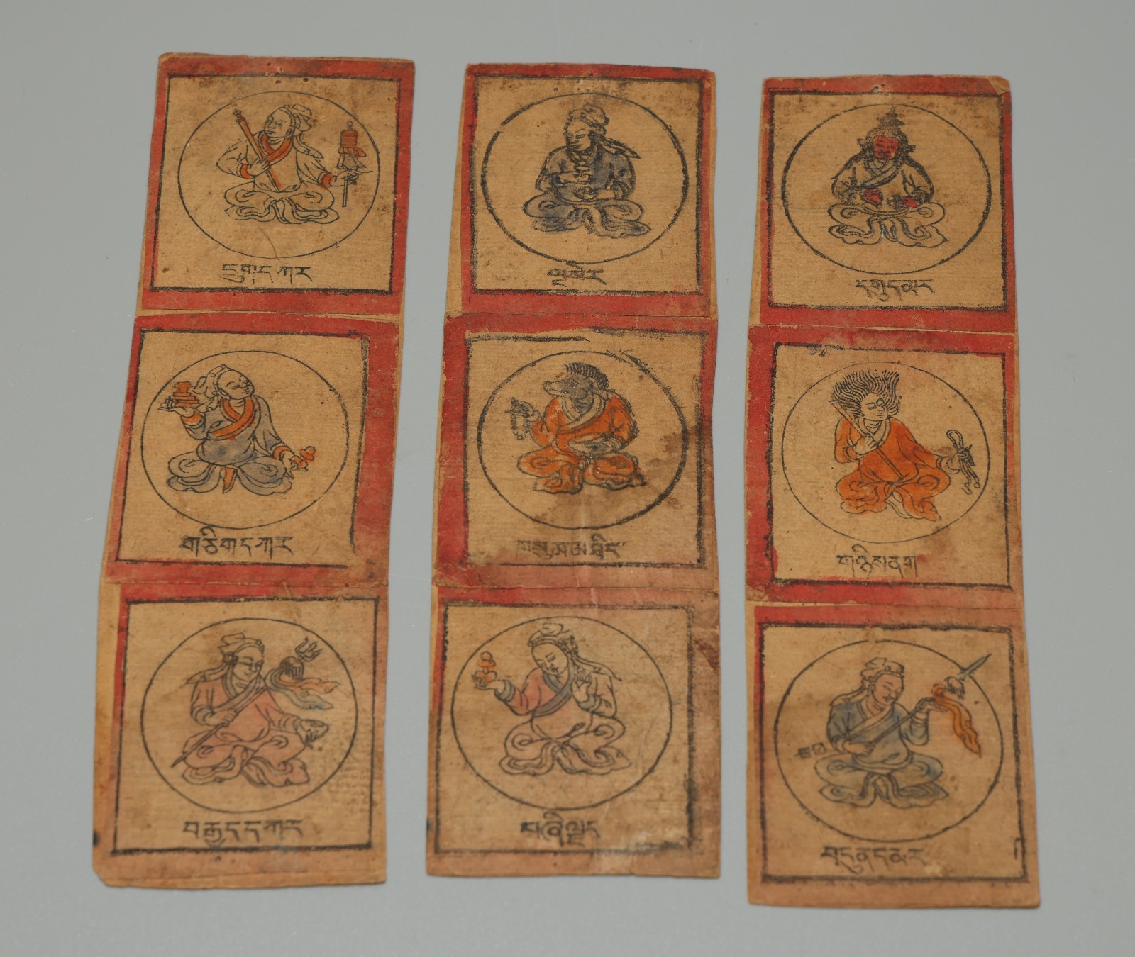 Rare Set 9 Tibet 18th Century Old Antique Buddhist Tsaklis Thangka Dharmapalas Rare Set 9 Tibet 18th Century Old Antique Buddhist Tsaklis Thangka Dharmapalas
