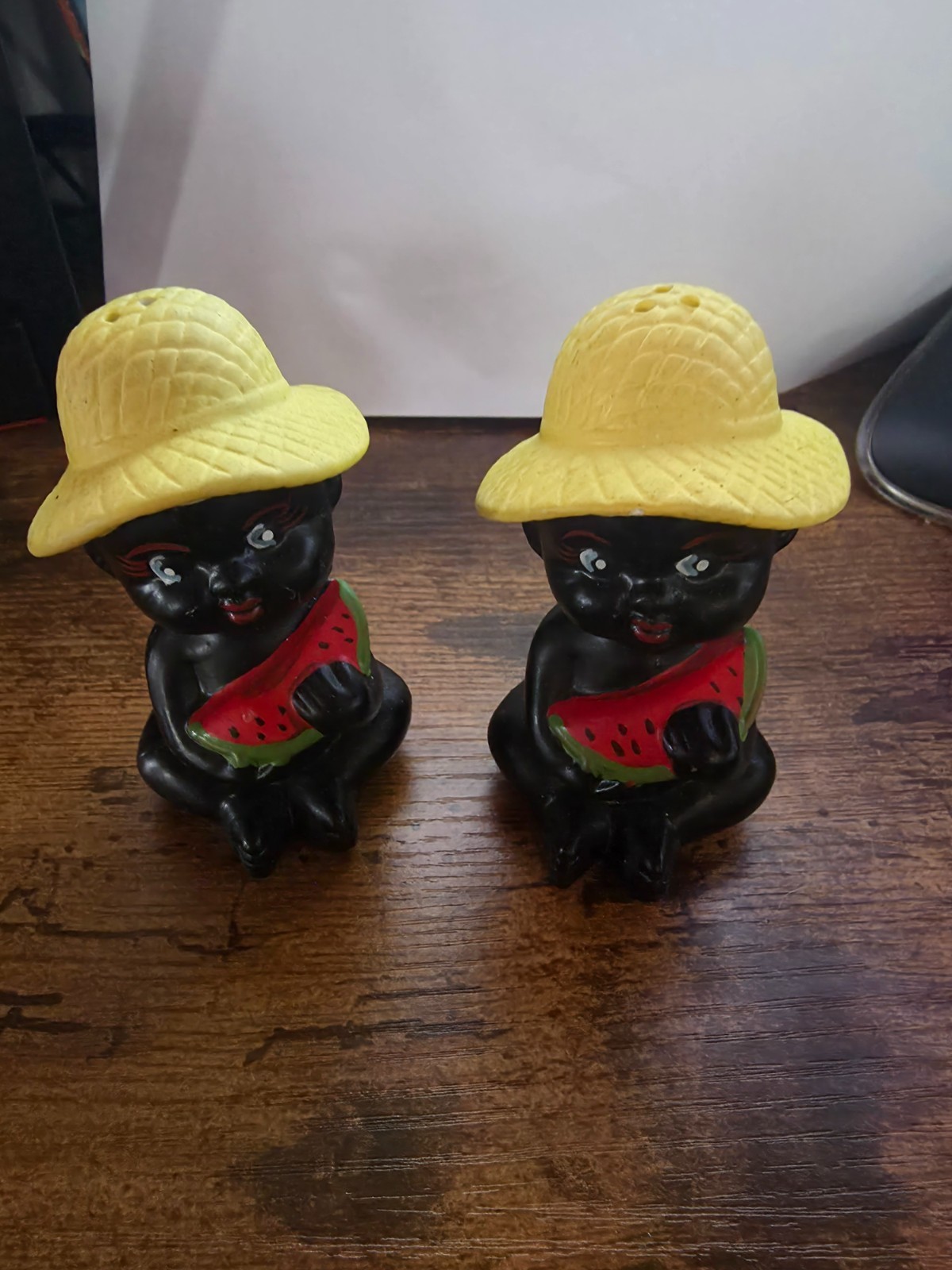 Vintage Mid-Century Black Americana Boys with Watermelon Salt and Pepper Shakers Vintage Mid-Century Black Americana Boys with Watermelon Salt and Pepper Shakers