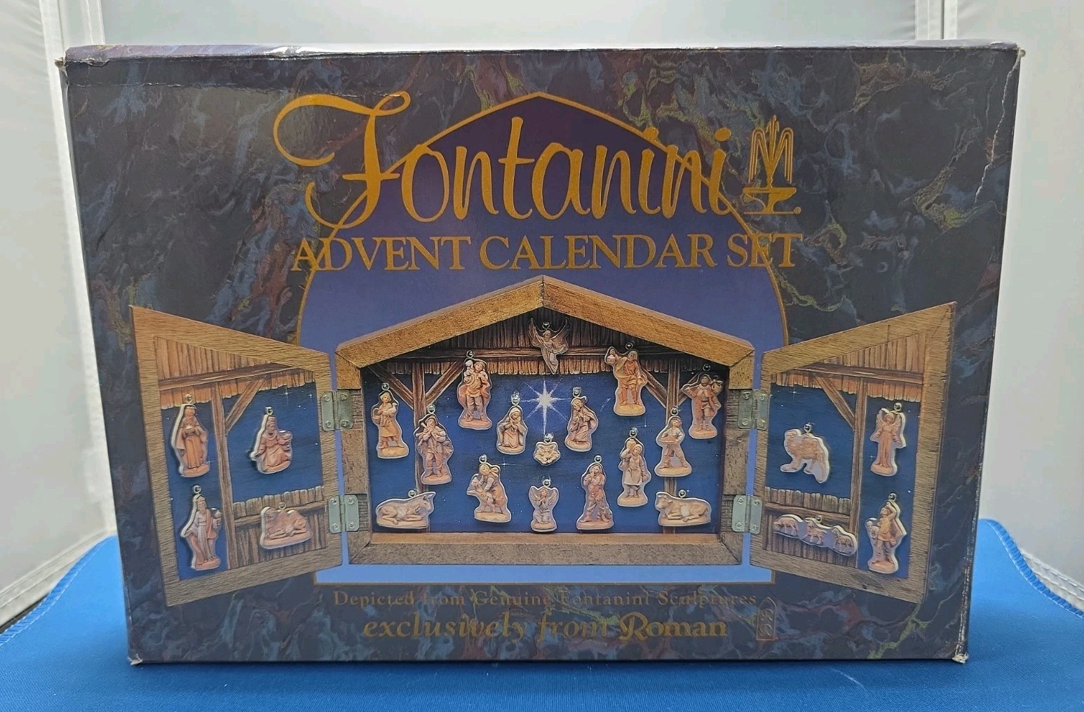 VTG Fontanini Advent Calendar Nativity Set Wooden Stable & Ornaments 1993 VTG Fontanini Advent Calendar Nativity Set Wooden Stable & Ornaments 1993