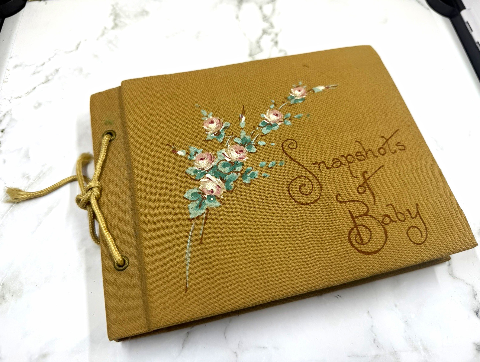 Vintage 1930s Baby Photo Album Complete, Hand Painted Model A Car Sailor Suit
