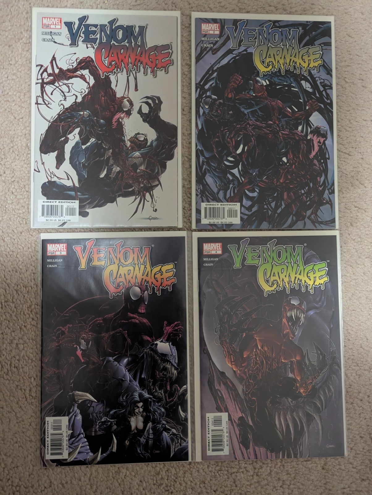 Venom vs Carnage 1-4 Complete Comic Lot 1st Toxin Patrick Mulligan Clayton Crain