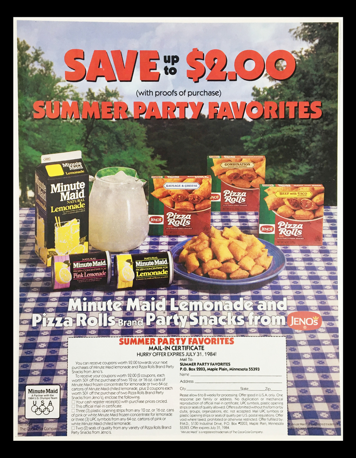 1984 Minute Maid Summer Party Favorites Circular Coupon Advertisement