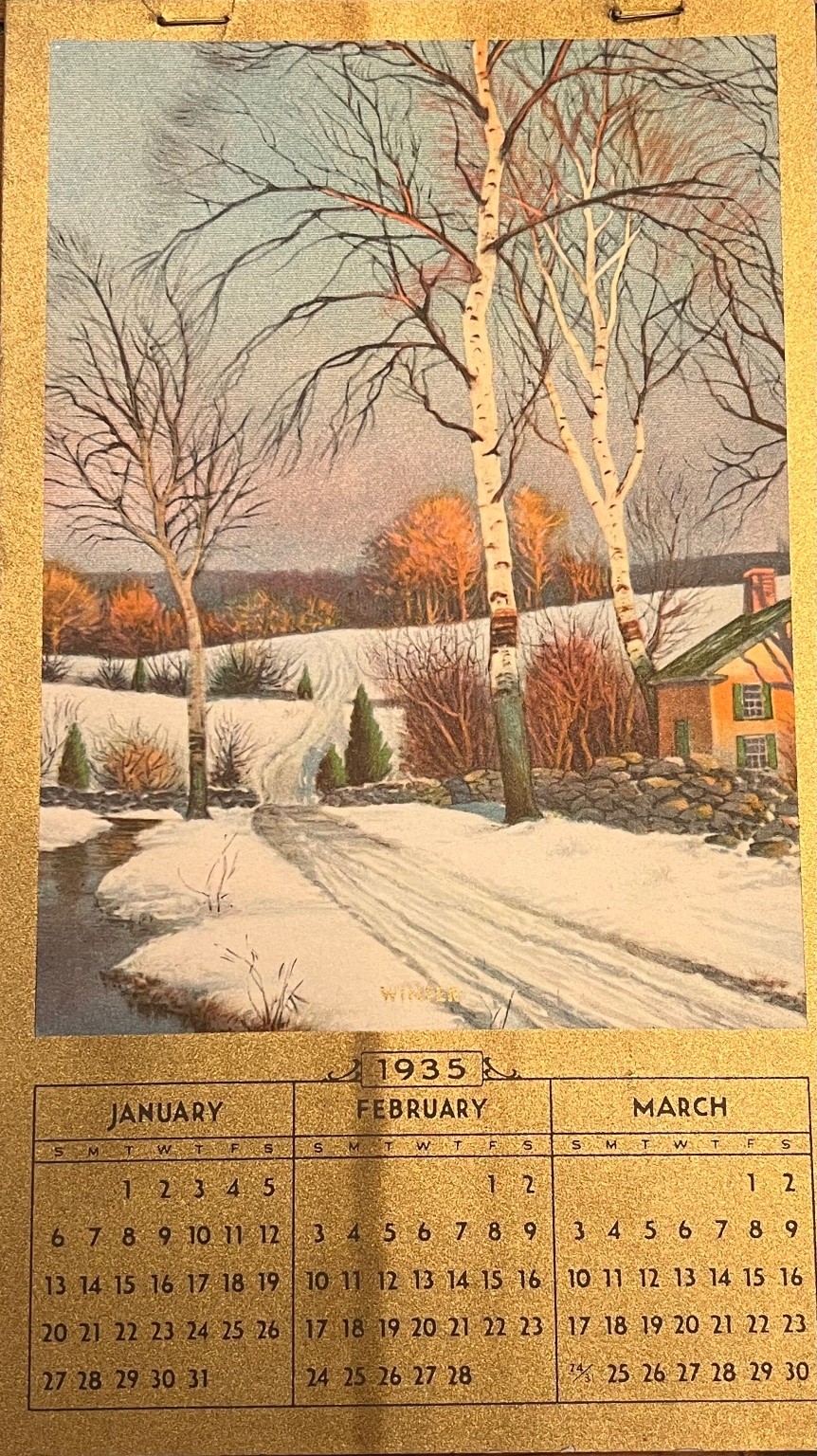 Vintage 1935 Calendar Complete Seasons Landscape Art Pre-1940 Collectible Season Vintage 1935 Calendar Complete Seasons Landscape Art Pre-1940 Collectible Season