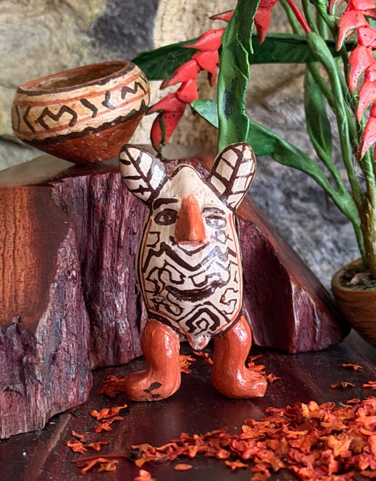 Miniature Handmade Shipibo Ceramic Pottery Statue Spirit of Apacharama Miniature Handmade Shipibo Ceramic Pottery Statue Spirit of Apacharama