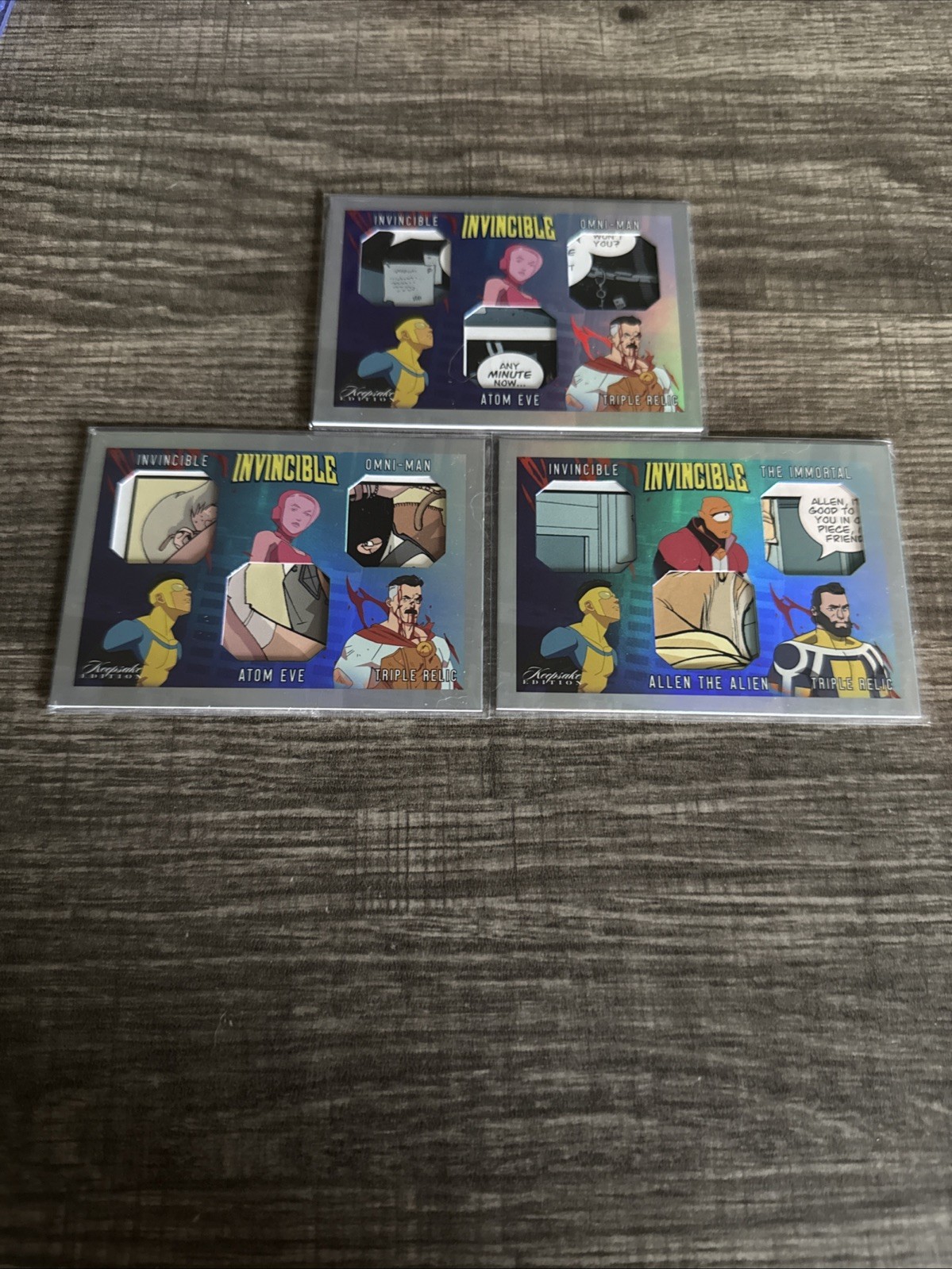 Amazon Keepsake Season 2 Invincible Lot of 3 Triple Relic Cards Amazon Keepsake Season 2 Invincible Lot of 3 Triple Relic Cards