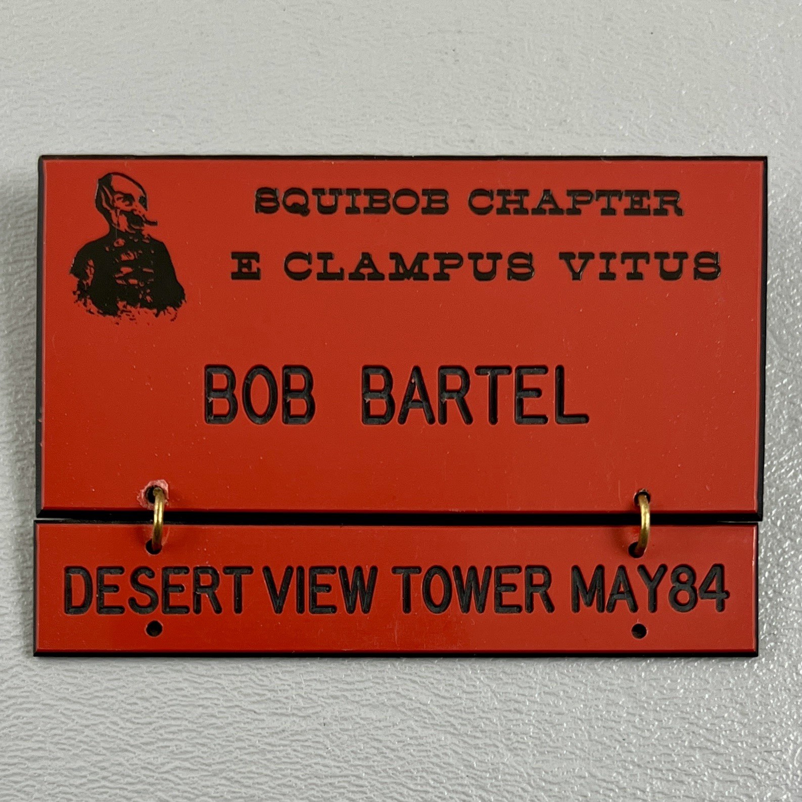 Vintage Squibob Chapter E Clampus Vitus Name Badge May 1984 Bob Bartel Vintage Squibob Chapter E Clampus Vitus Name Badge May 1984 Bob Bartel