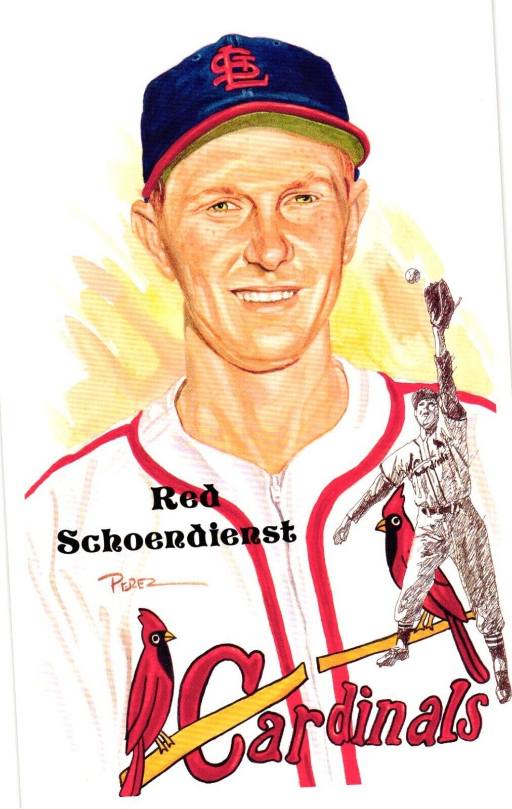 Red Schoendienst 1980 Perez-Steele Hall of Fame Limited Edition Postcard