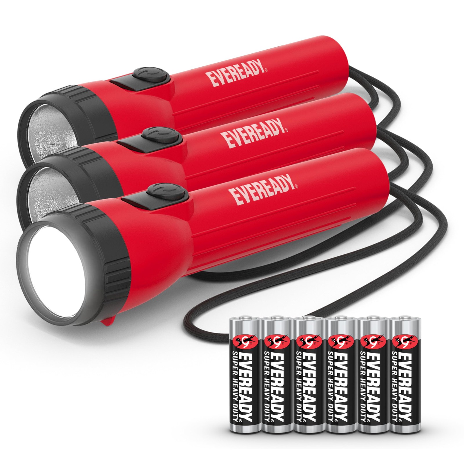 EVEREADY LED Flashlights (3-Pack), Bright for 3 pack, Red EVEREADY LED Flashlights (3-Pack), Bright for 3 pack, Red