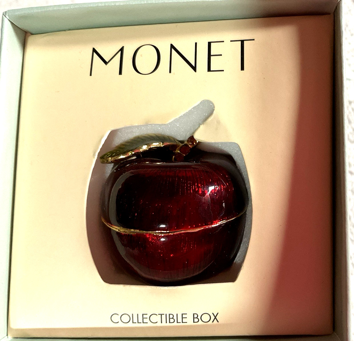 Monet Red Apple Trinket Box Nib Monet Red Apple Trinket Box Nib