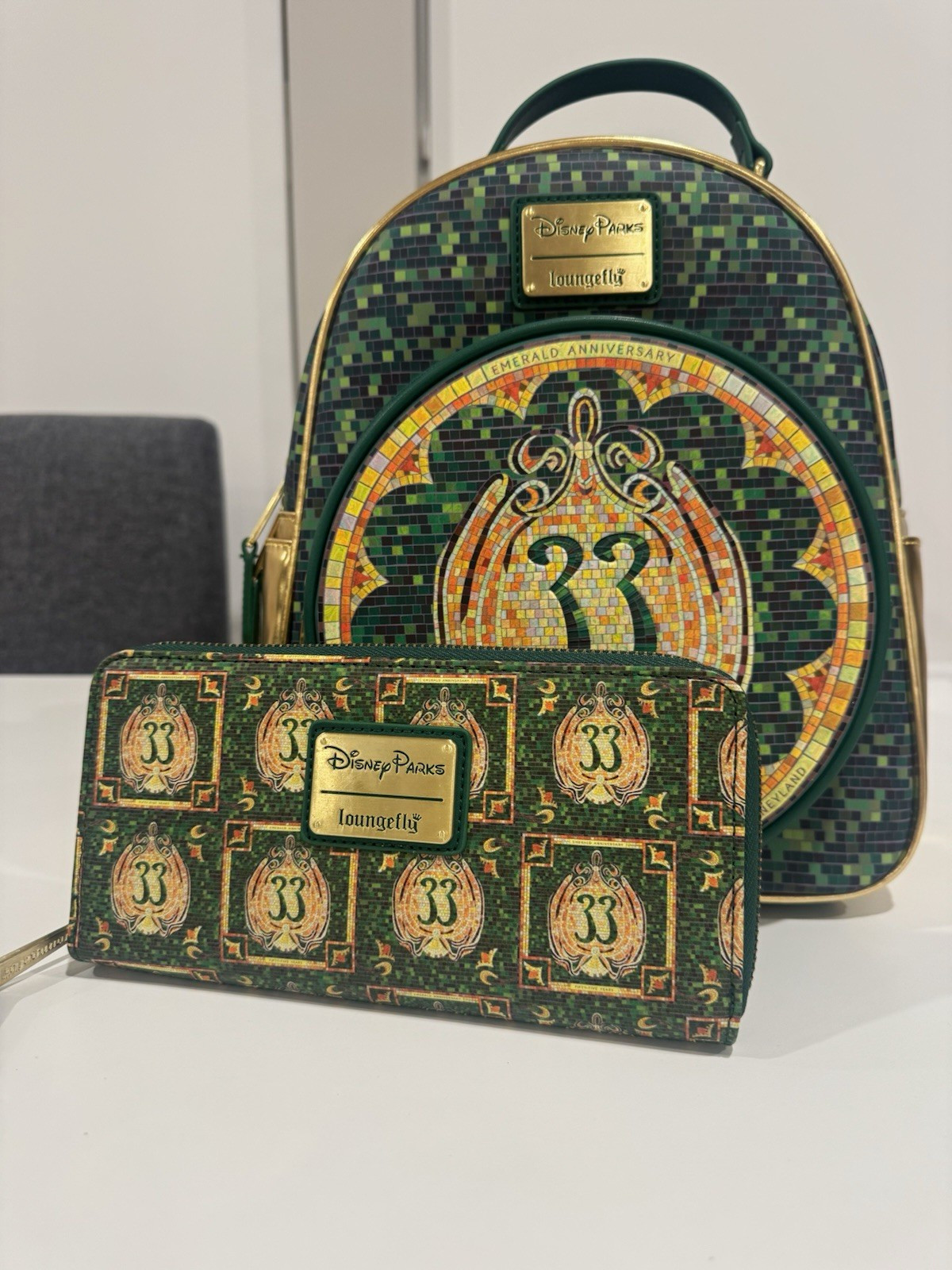 RARE Loungefly Disney Parks Club 33 Emerald Anniversary Mini Backpack & Wallet RARE Loungefly Disney Parks Club 33 Emerald Anniversary Mini Backpack & Wallet