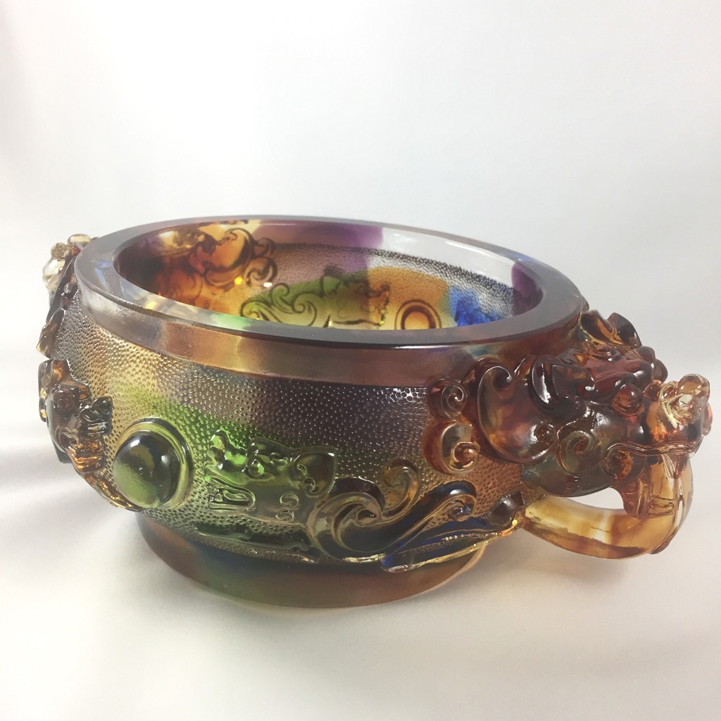 Liuli Crystal Glass Zhao Cai Jin Bao Treasure Bowl: Prosperity Ornament Fengshui