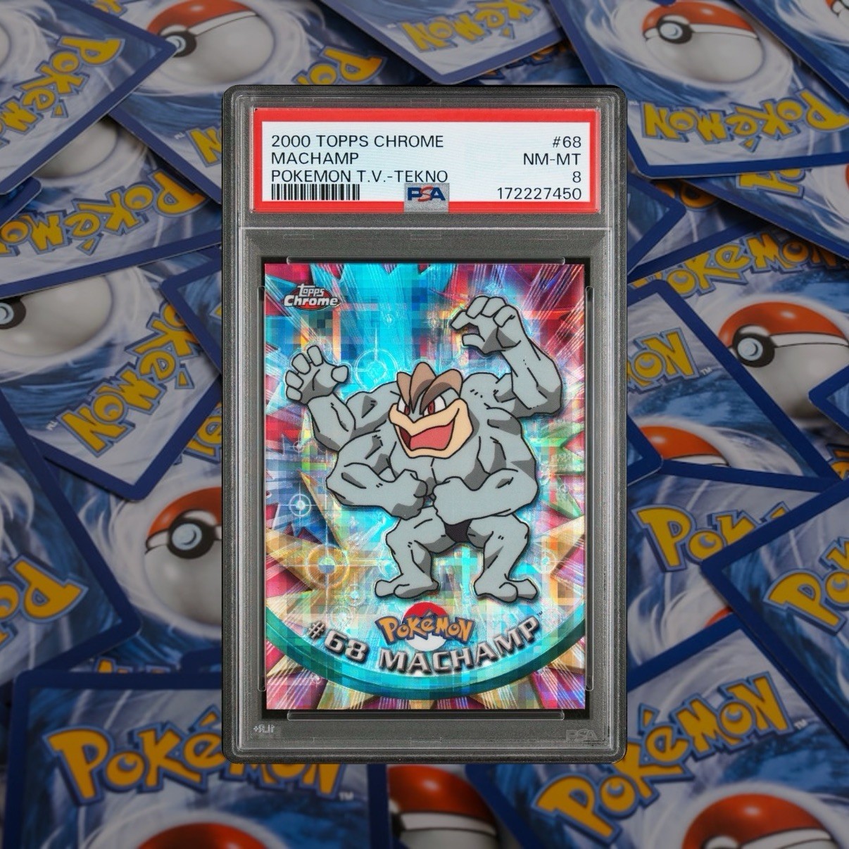 Topps 2000 Topps Chrome Pokémon TV Tekno Machamp #68 PSA 8 NM-MT Vintage Topps 2000 Topps Chrome Pokémon TV Tekno Machamp #68 PSA 8 NM-MT Vintage