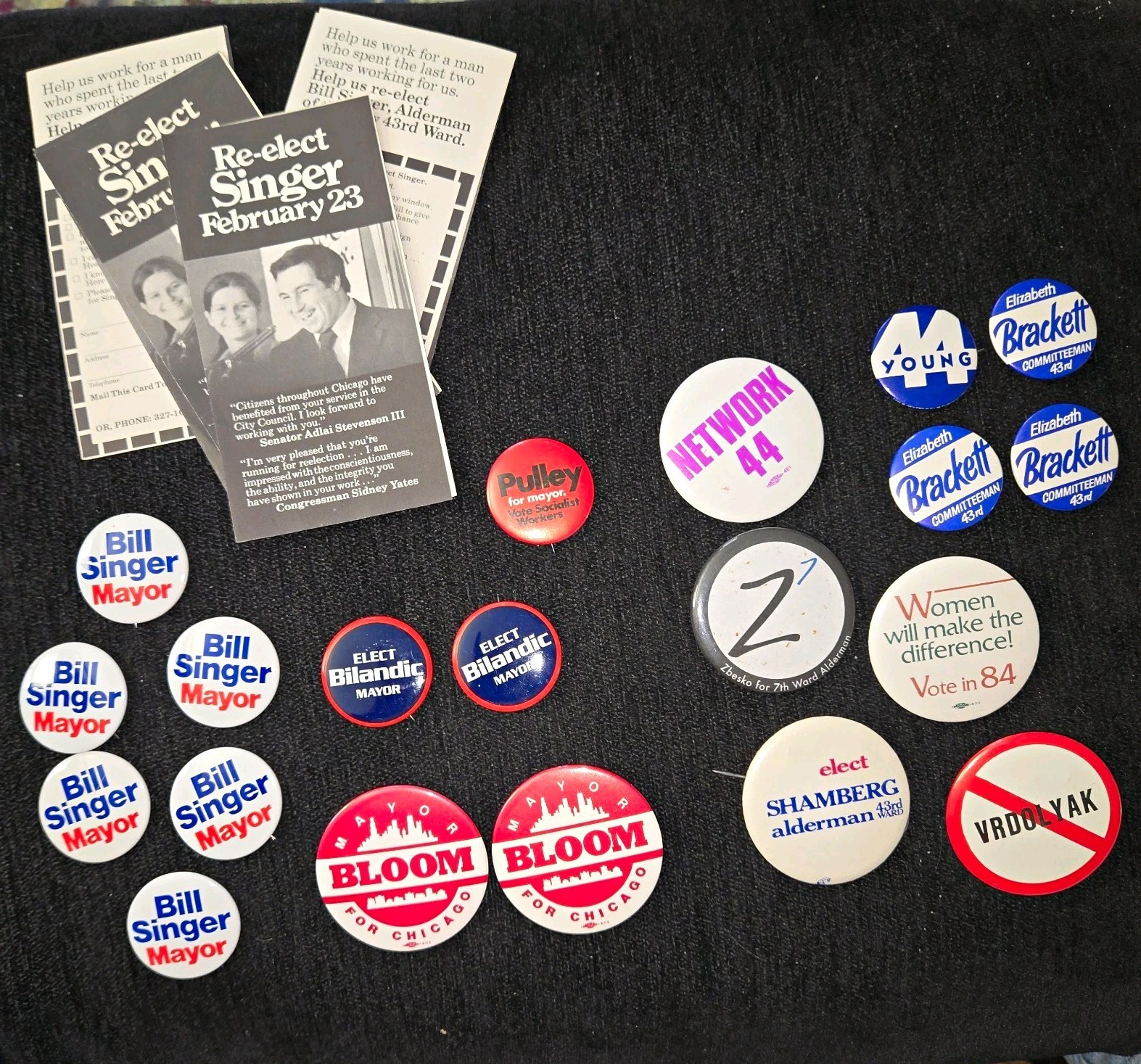 Vintage Chicago Political Campaign Button Lot 17pc Mayoral Aldermanic 70s 80s