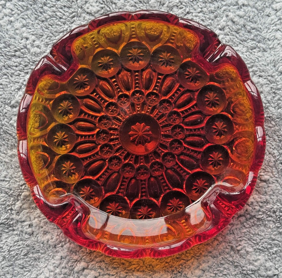 Vintage MCM LE SMITH Moon and Stars Amberina Cadmium Glass Large 8.25 Vintage MCM LE SMITH Moon and Stars Amberina Cadmium Glass Large 8.25