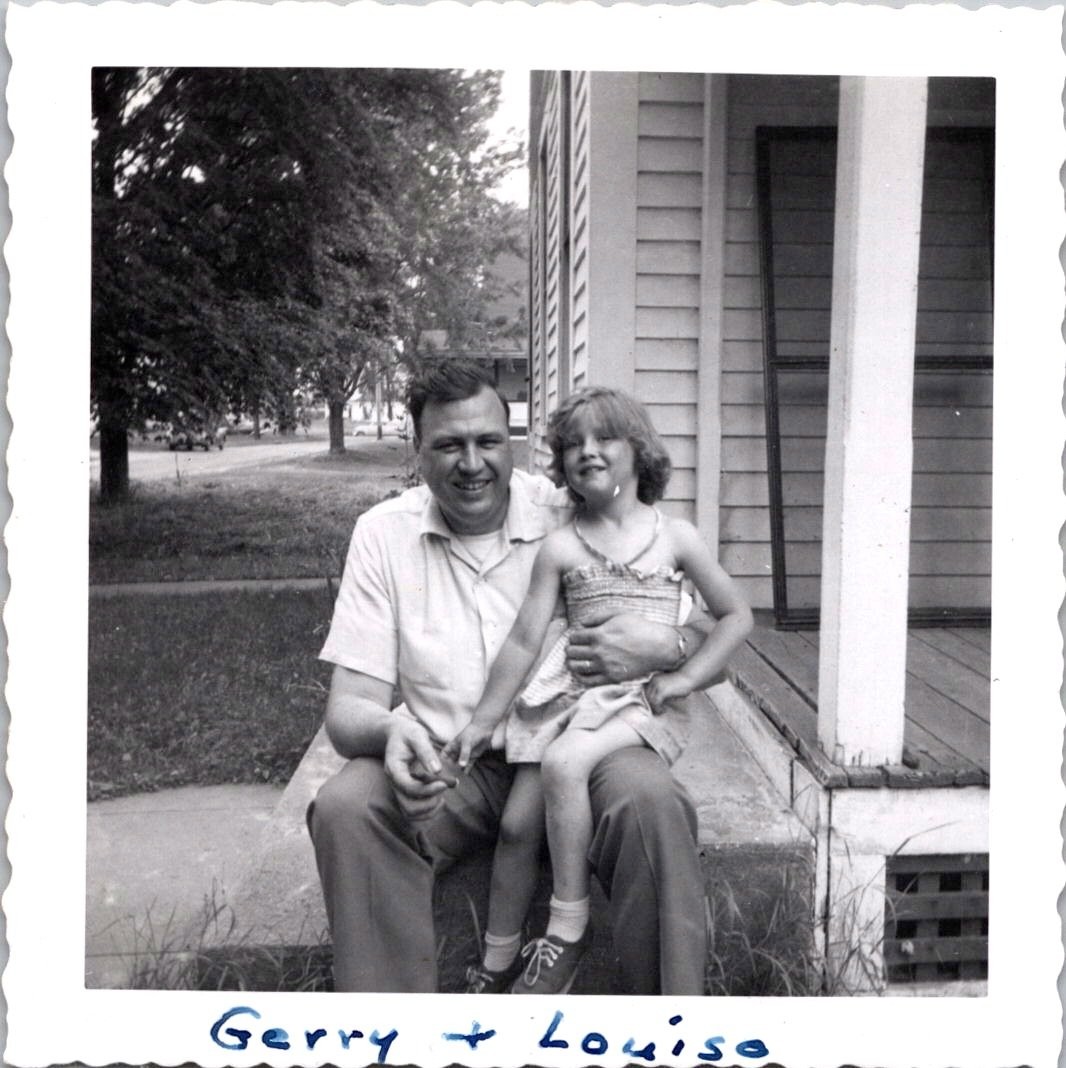 Vintage 1950s Black & White Photo Man & Child Gerry + Louise Family Portrait Vintage 1950s Black & White Photo Man & Child Gerry + Louise Family Portrait