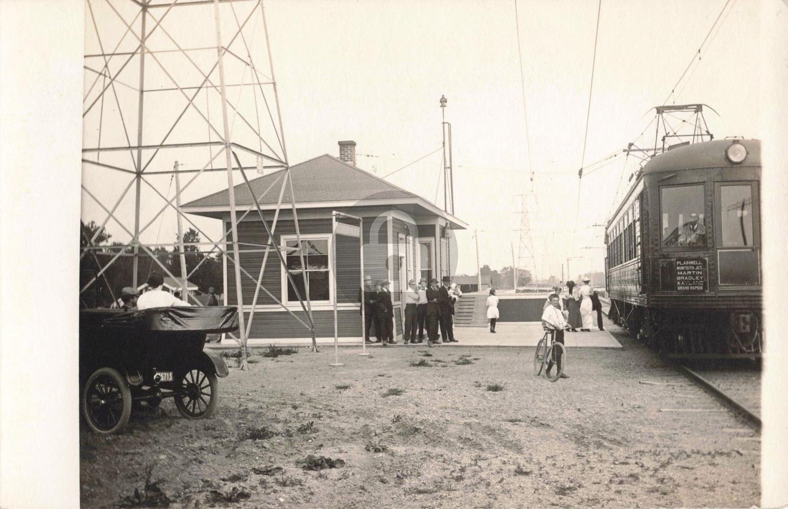 Railroad Trolley Station, Wayland MI Michigan RPPC Photo Postcard COPY Railroad Trolley Station, Wayland MI Michigan RPPC Photo Postcard COPY