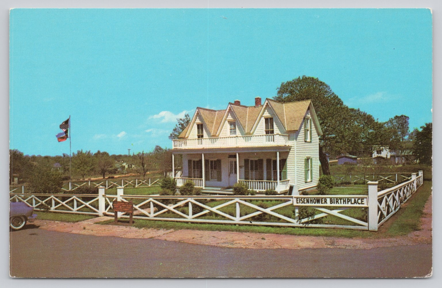 Eisenhower Birthplace Denison Texas Vintage Photochrome Postcard