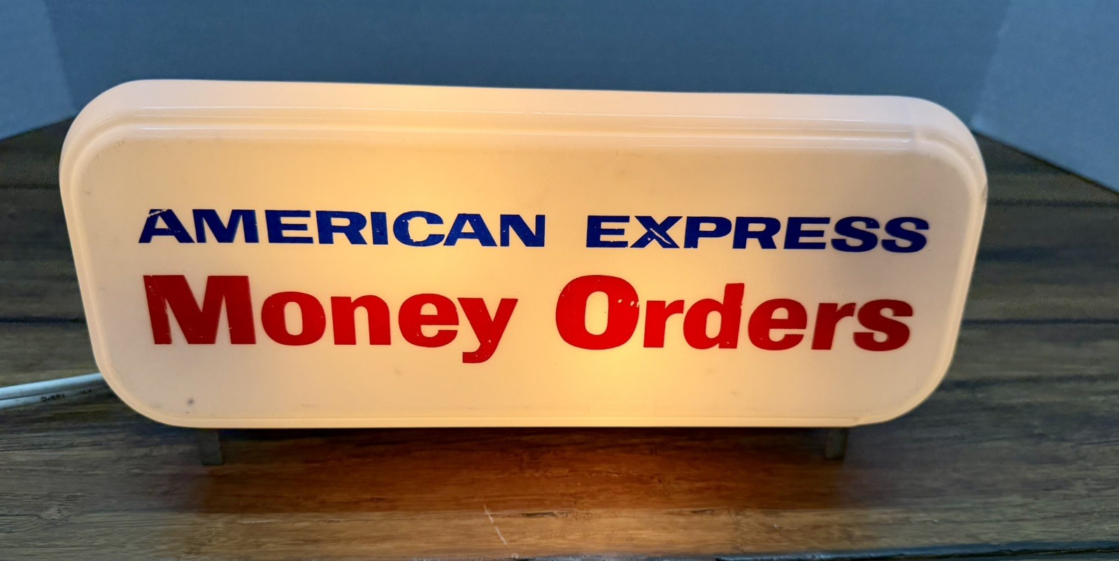 Vintage 1950s American Express Money Order Sign Light Plastic Metal Display Vintage 1950s American Express Money Order Sign Light Plastic Metal Display