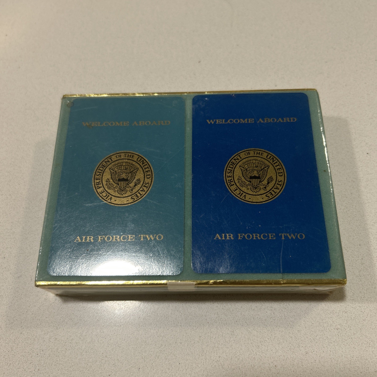 Welcome Aboard AIR FORCE TWO Double Deck of Vintage Sealed Playing Cards Welcome Aboard AIR FORCE TWO Double Deck of Vintage Sealed Playing Cards