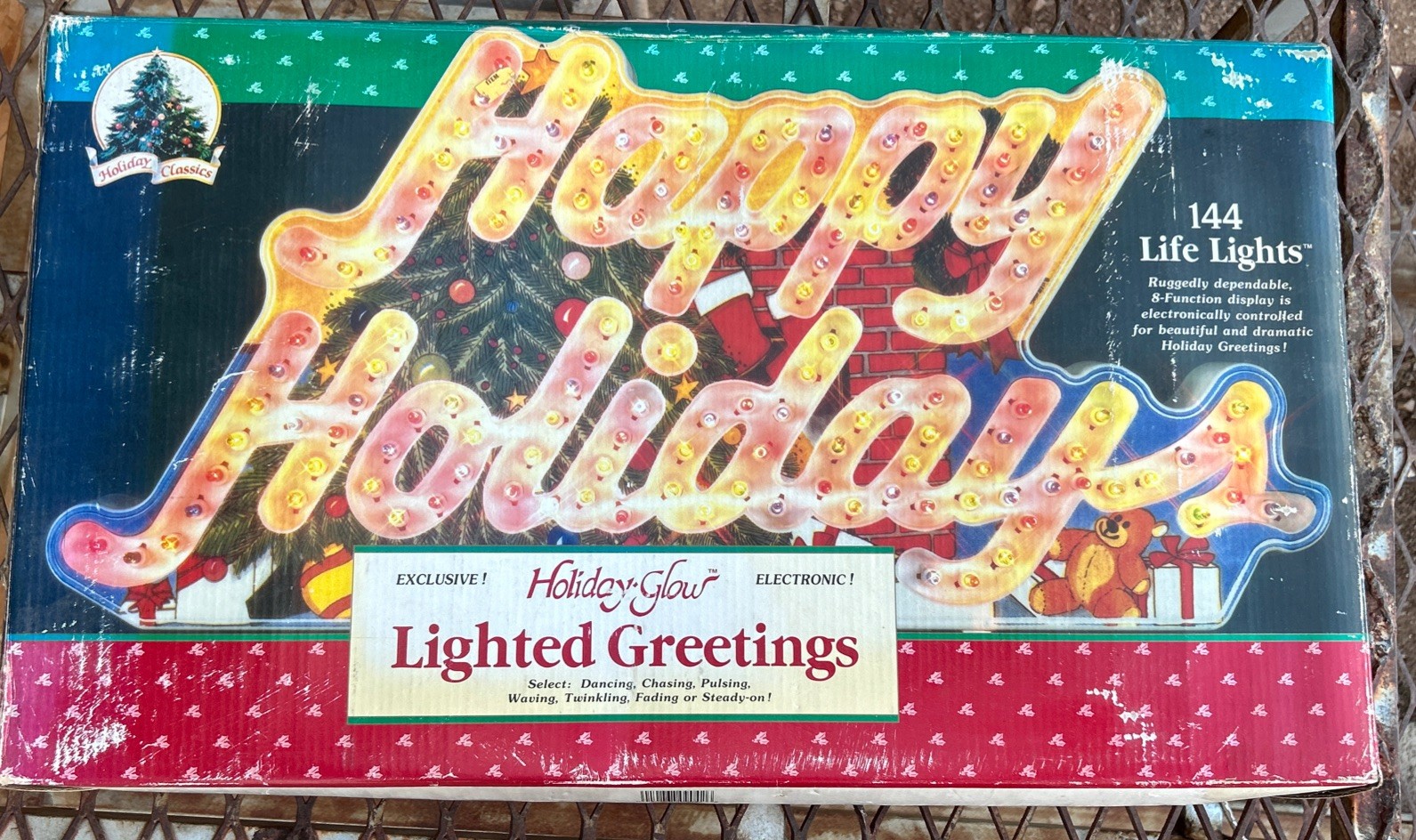 VINTAGE 1992 Holiday Glow Happy Holidays Sign 144 Dancing Lights Original Box VINTAGE 1992 Holiday Glow Happy Holidays Sign 144 Dancing Lights Original Box