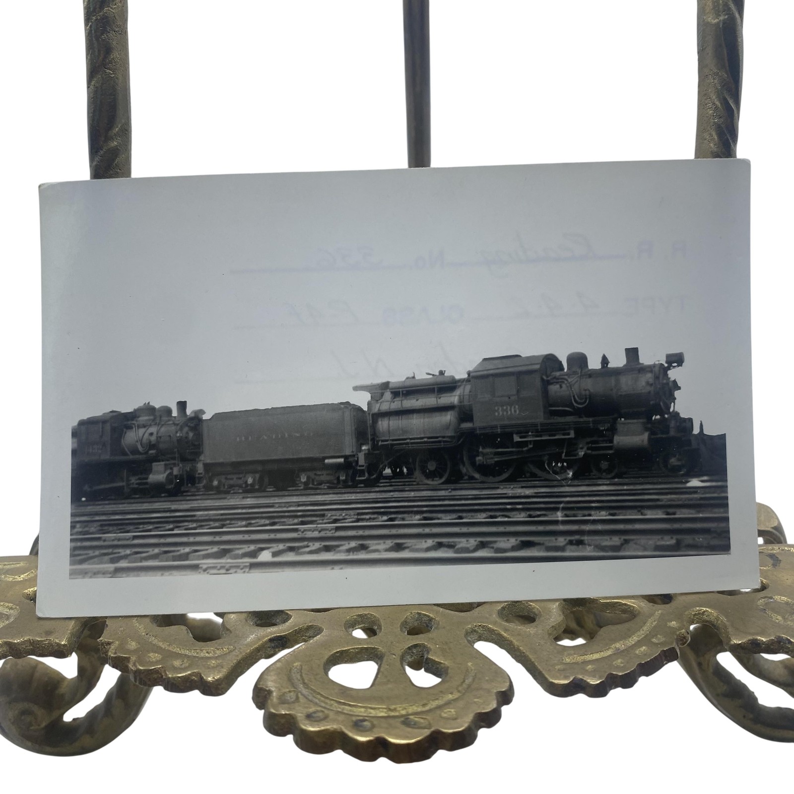 Vintage Reading Railroad 336 Steam Locomotive Photo 2.75x4.5 B&W Gelatin Orig