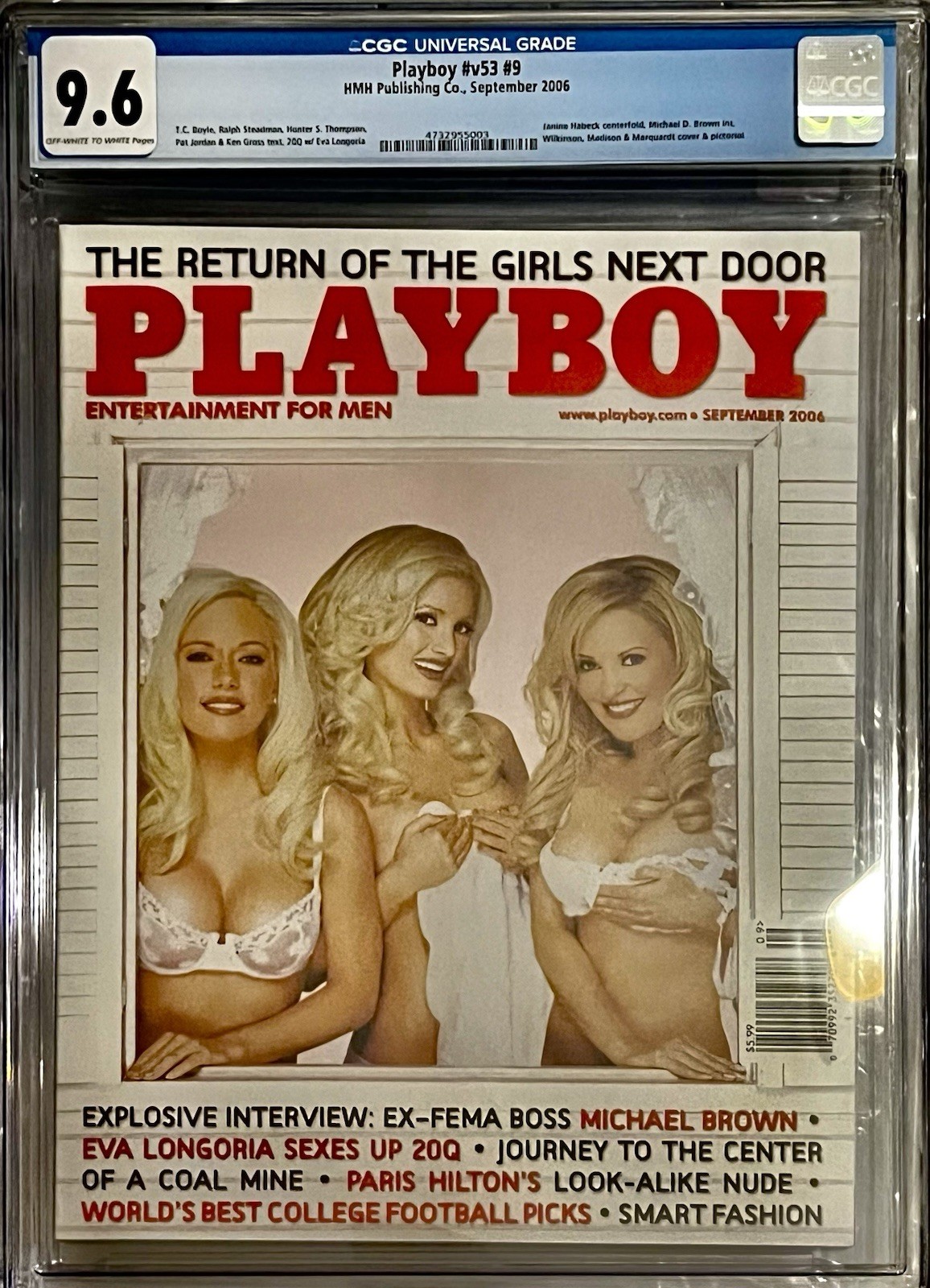 Playboy September 2006 #v53 #9 Girls Next Door Holly Madison Graded CGC 9.6 Playboy September 2006 #v53 #9 Girls Next Door Holly Madison Graded CGC 9.6