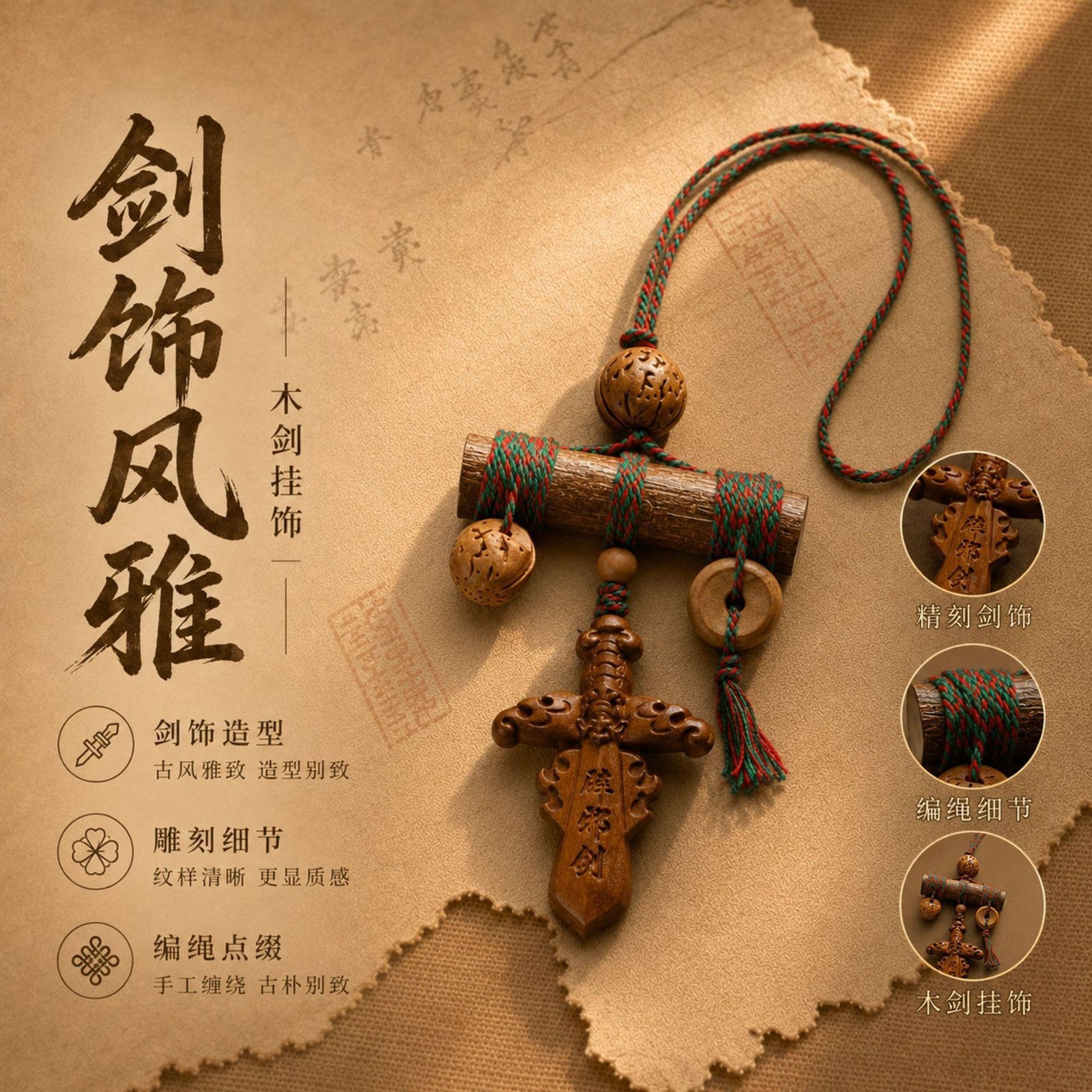 Natural peach wood pendant peach wood stick peach wood sword keychain Natural peach wood pendant peach wood stick peach wood sword keychain