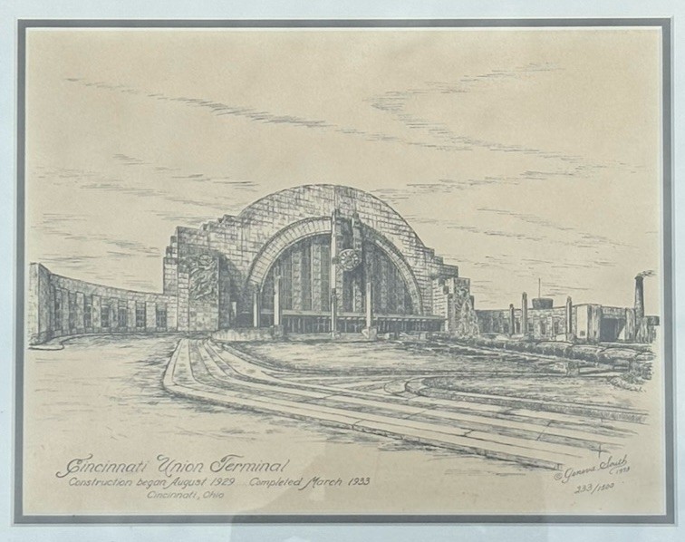 Geneva South Print Cincinnati Union Terminal Train Station Framed LTD 1/1500