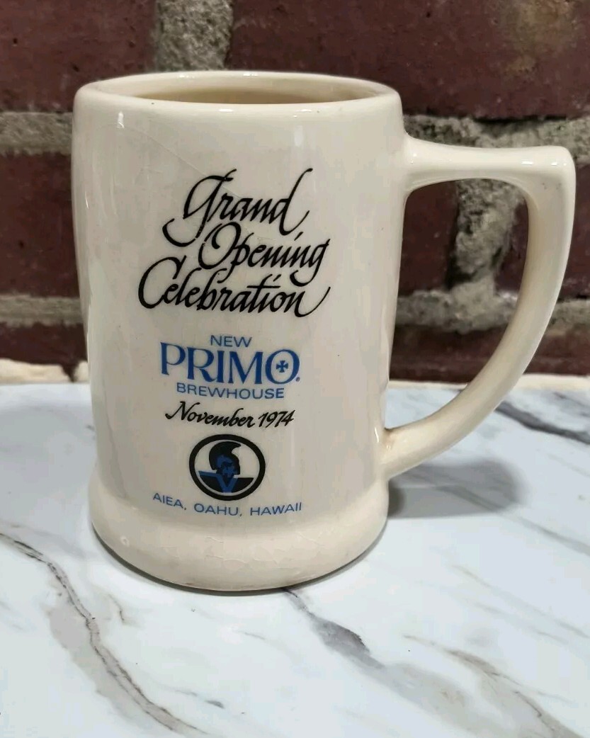 Rare 1974 Primo Hawaiian Beer Mug Stein Ceramic Brewhouse Grand Opening Hawaii Rare 1974 Primo Hawaiian Beer Mug Stein Ceramic Brewhouse Grand Opening Hawaii
