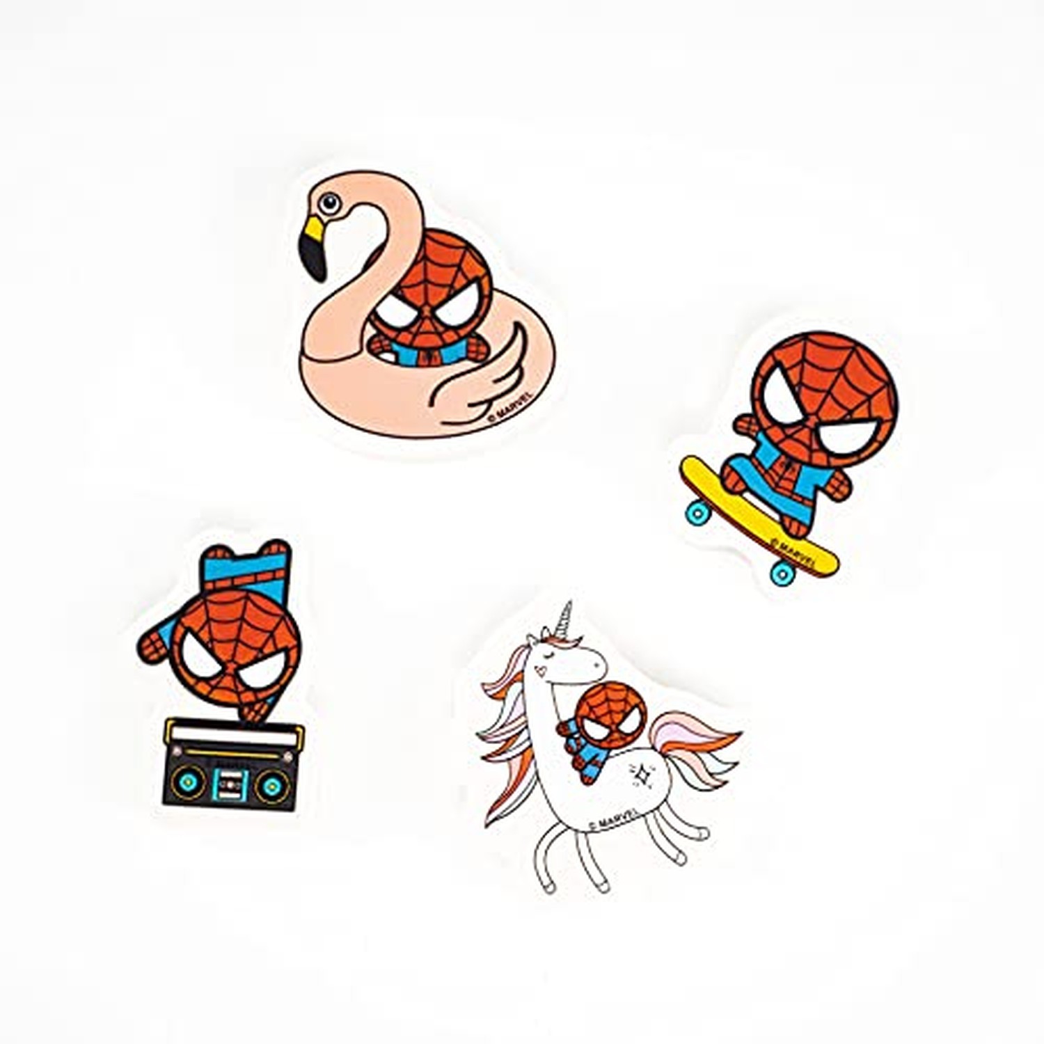 Yoobi x Marvel Erasers | Spider-Man Unicorn, Boombox, Skateboard, Floaty | 4 ... Yoobi x Marvel Erasers | Spider-Man Unicorn, Boombox, Skateboard, Floaty | 4 ...