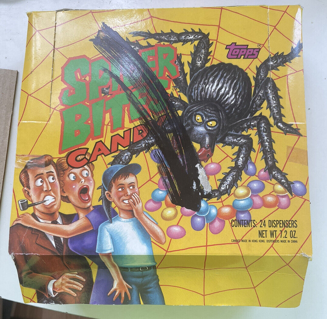 Vintage 1990 Topps Spider Bites Candy Full Box  24 Count Containers NICE  001