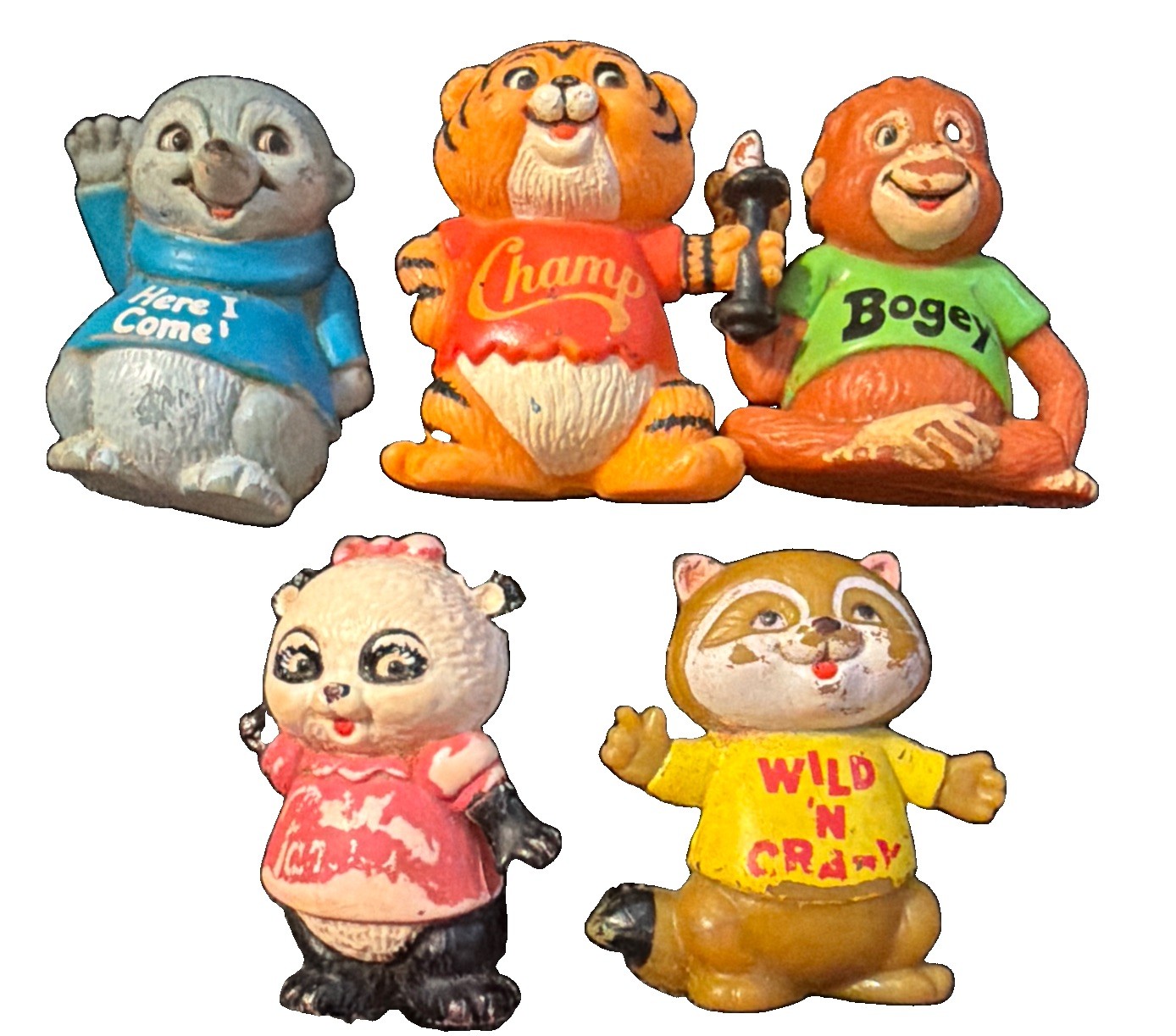 1981 Vintage Hallmark SHIRT TALES Complete Set 5 PVC Figurines 2