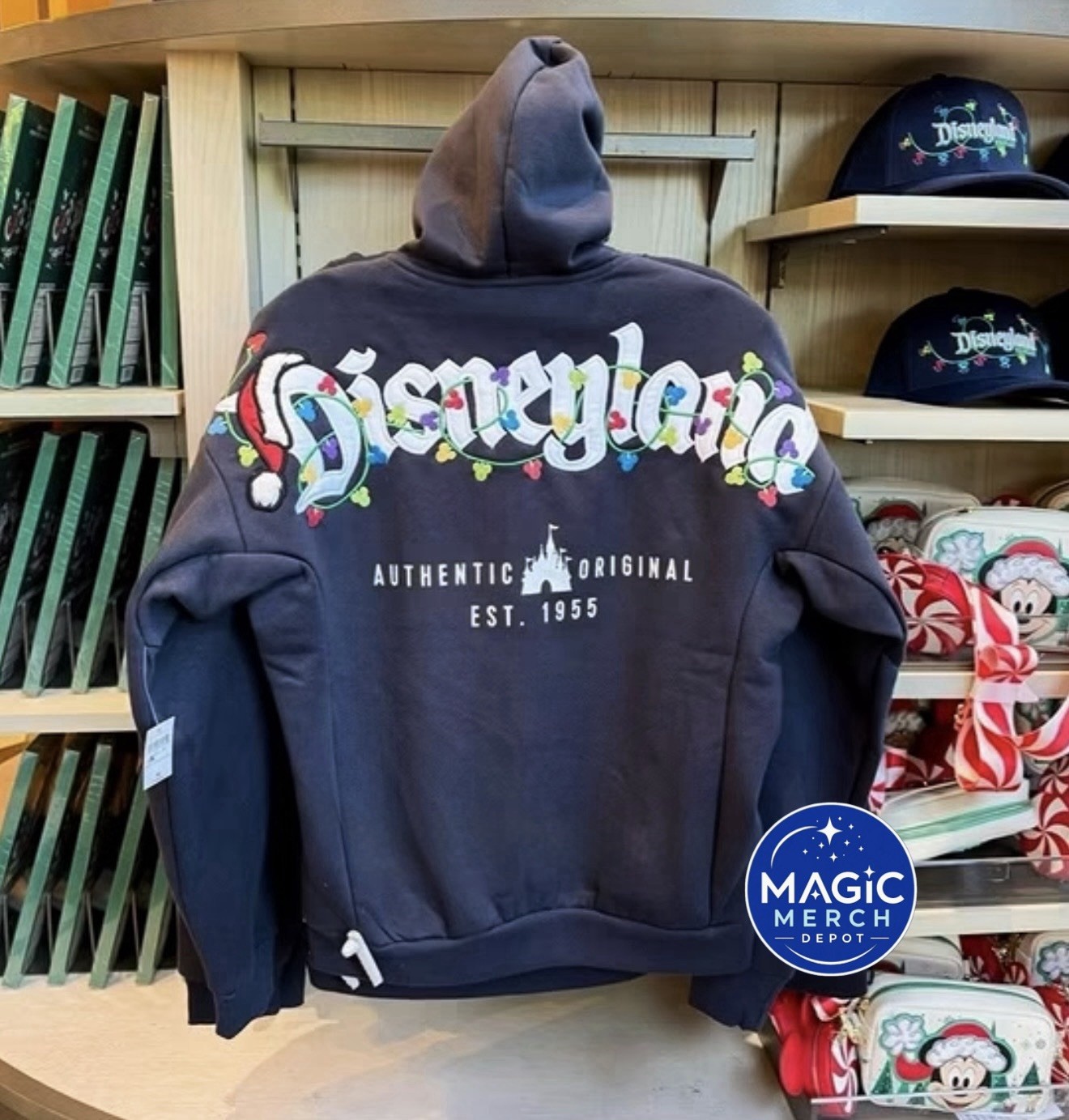 New 2026 Disneyland Resort Christmas Navy Blue Spirit Zip Up Hoodie All Sizes