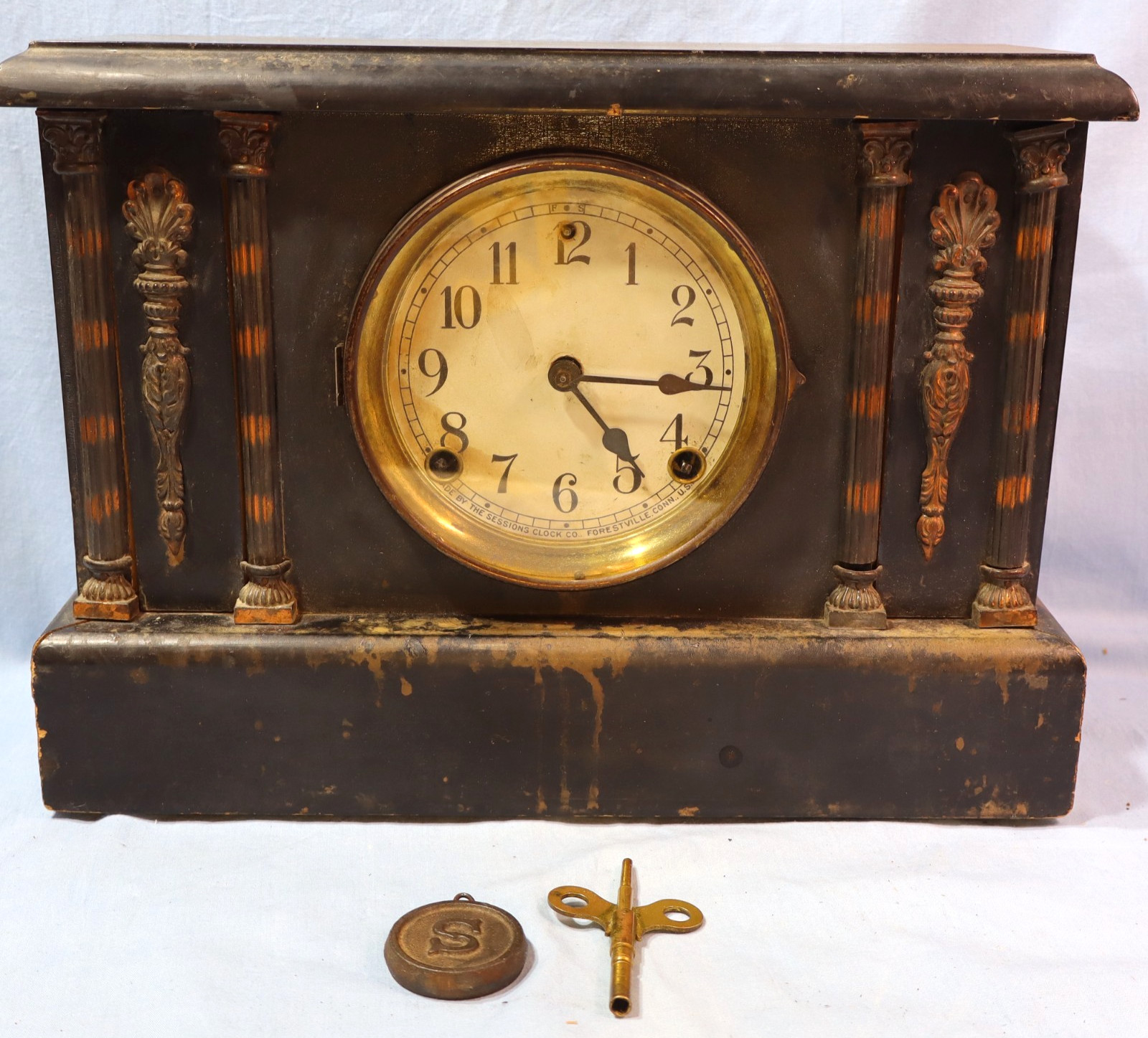 Antique Sessions Mantel Clock 8 Day Antique Sessions Mantel Clock 8 Day