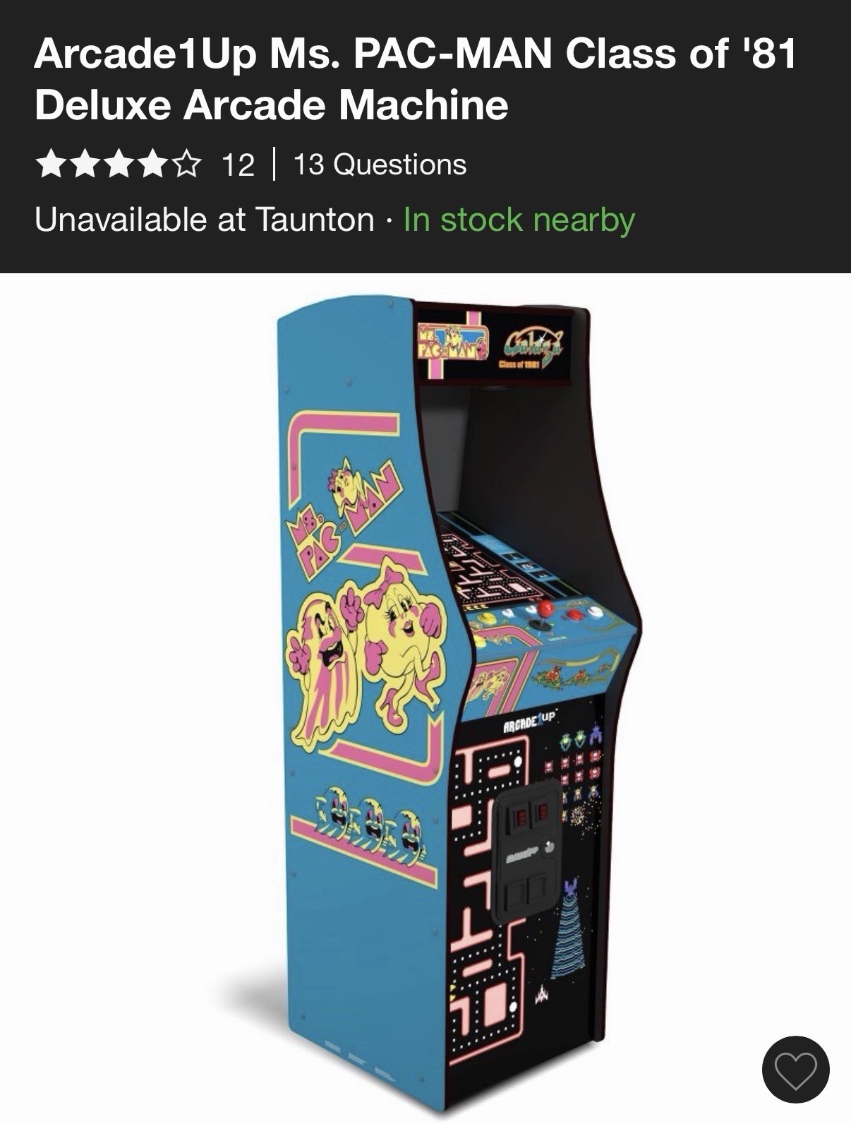 Arcade1Up Ms. PAC-MAN Class of '81 Deluxe Arcade Machine Arcade1Up Ms. PAC-MAN Class of '81 Deluxe Arcade Machine
