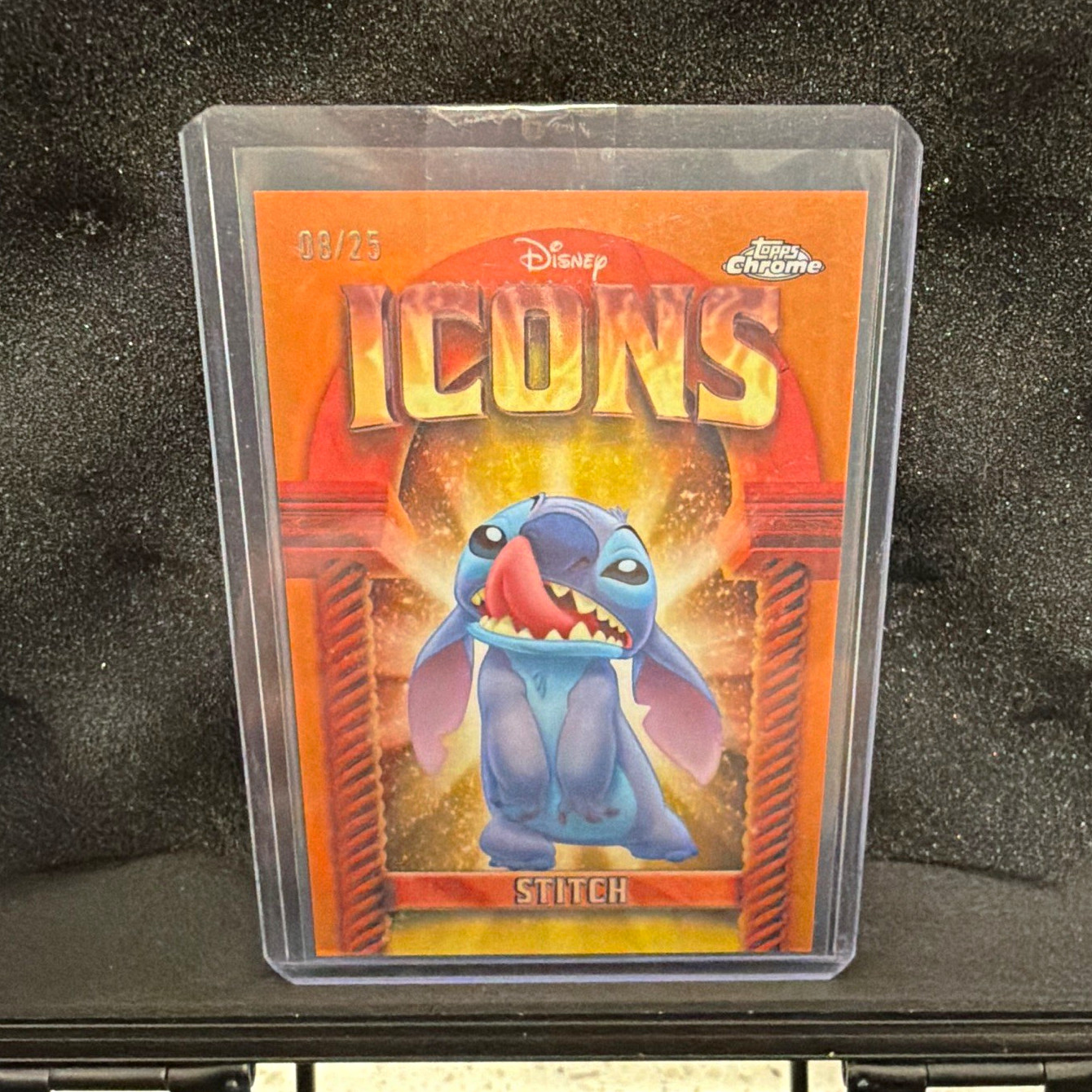 2025 Topps Chrome Disney Icons Stitch #DI-18 Serial Numbered /25 Insert 2025 Topps Chrome Disney Icons Stitch #DI-18 Serial Numbered /25 Insert