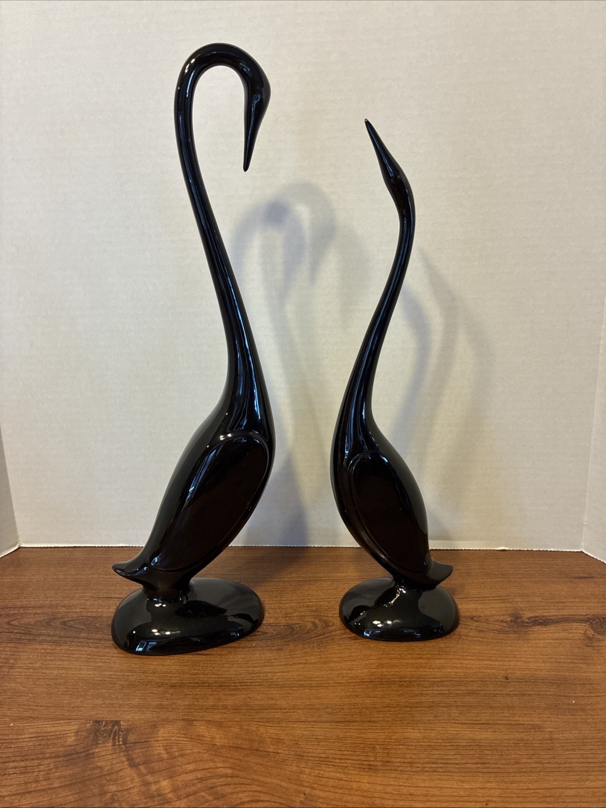 Vintage Pair Of Mid Century Pottery Black Swan Figurines 15 Vintage Pair Of Mid Century Pottery Black Swan Figurines 15