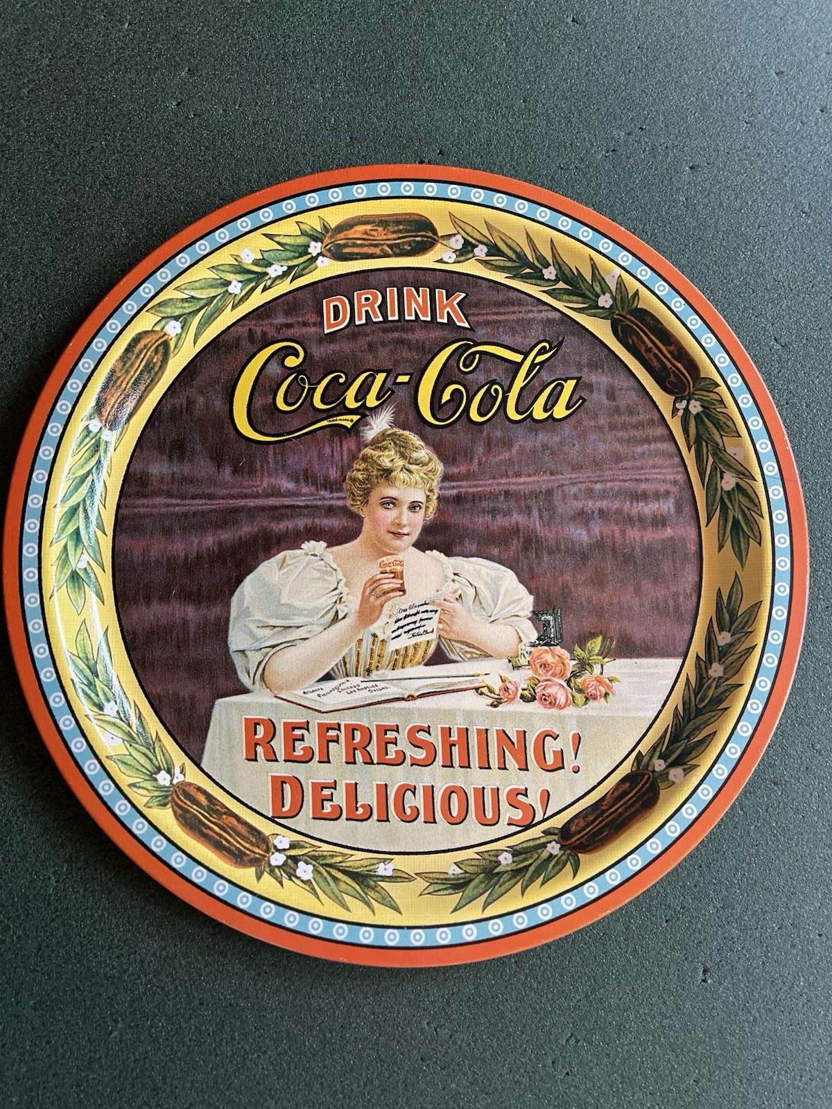 Coca Cola 75th Year Anniversary Collector’s Metal Tray Circular Shape, Vintage Coca Cola 75th Year Anniversary Collector’s Metal Tray Circular Shape, Vintage