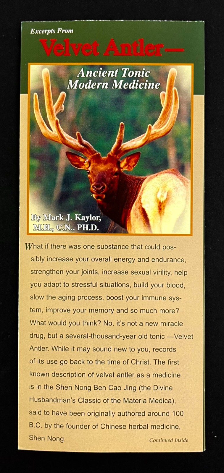 2000s Sunrise Velvet Elk Antler Health Supplement Vintage Advertisement Brochure