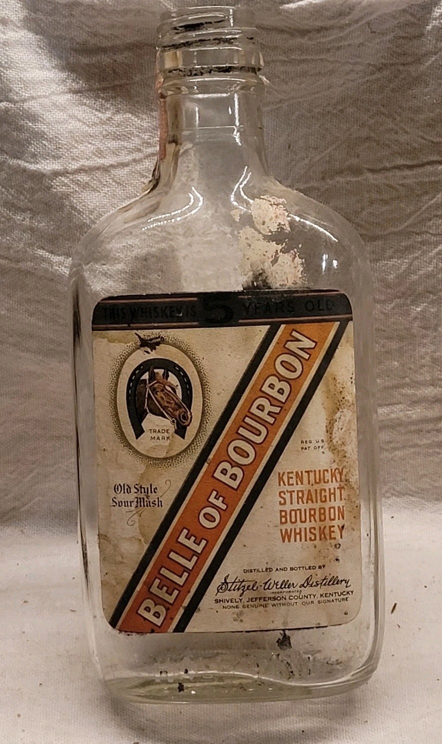 Vintage Empty Belle Of Bourbon Stitzel Weller Whiskey w Original Labels 