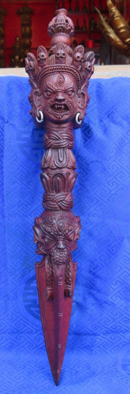 Antique Handmade Tantrik Tibetan Wooden Phurba, The Ritual Dagger, Nepal Antique Handmade Tantrik Tibetan Wooden Phurba, The Ritual Dagger, Nepal
