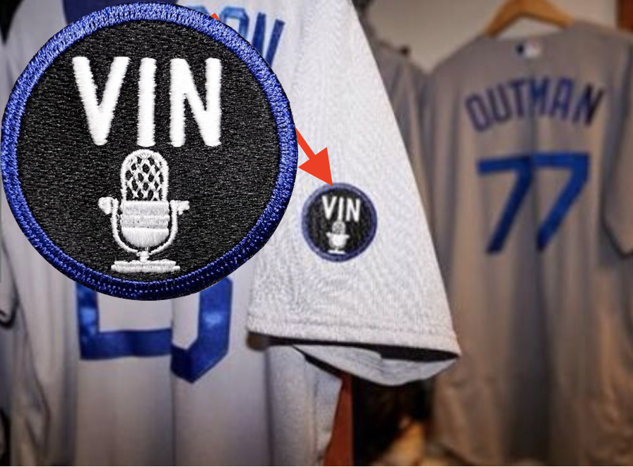 Vin Scully Memorial PATCH - LA DODGERS Los Angeles Microphone Iron on Baseball