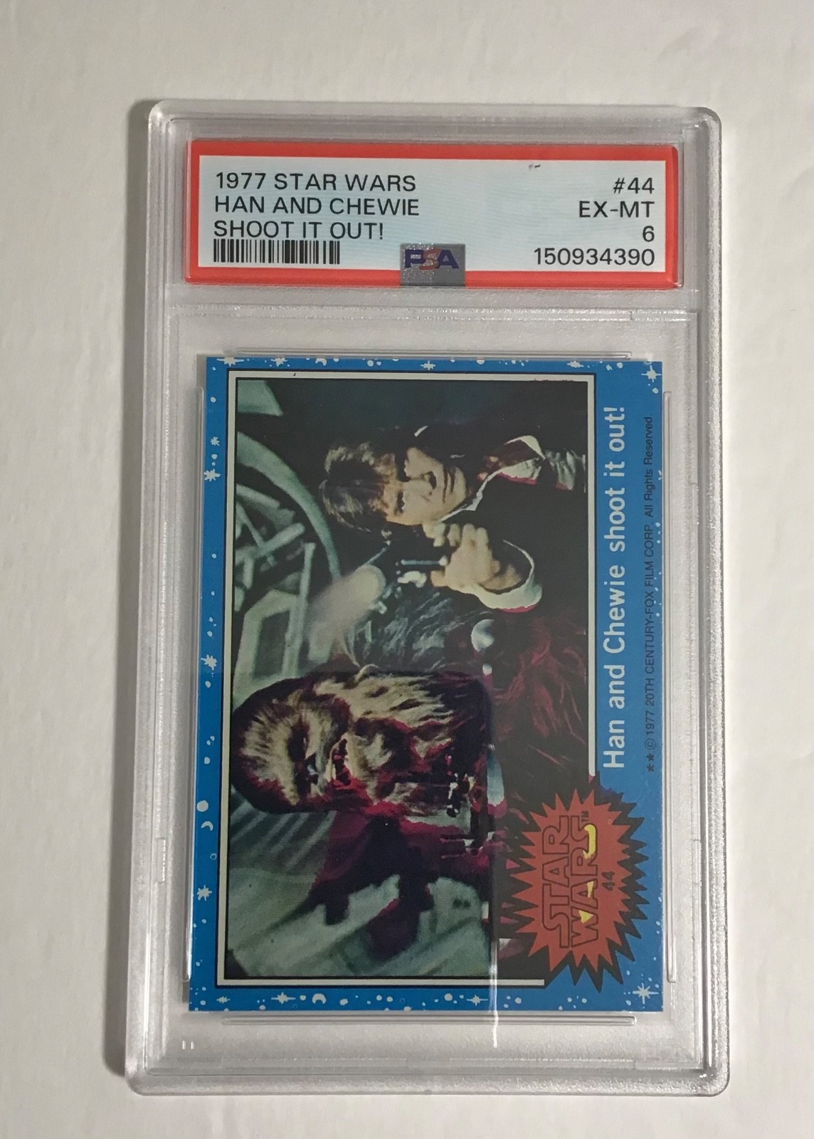 1977 Topps Star Wars #44 Han and Chewie shoot it out PSA 6 1977 Topps Star Wars #44 Han and Chewie shoot it out PSA 6