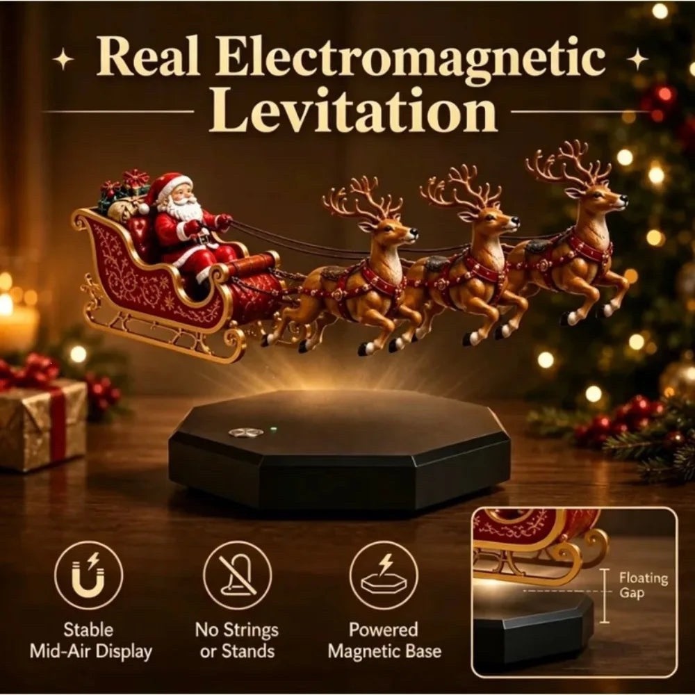 Magnetic Levitation Santa Sleigh Floating Reindeer Christmas Decoration Gift Magnetic Levitation Santa Sleigh Floating Reindeer Christmas Decoration Gift