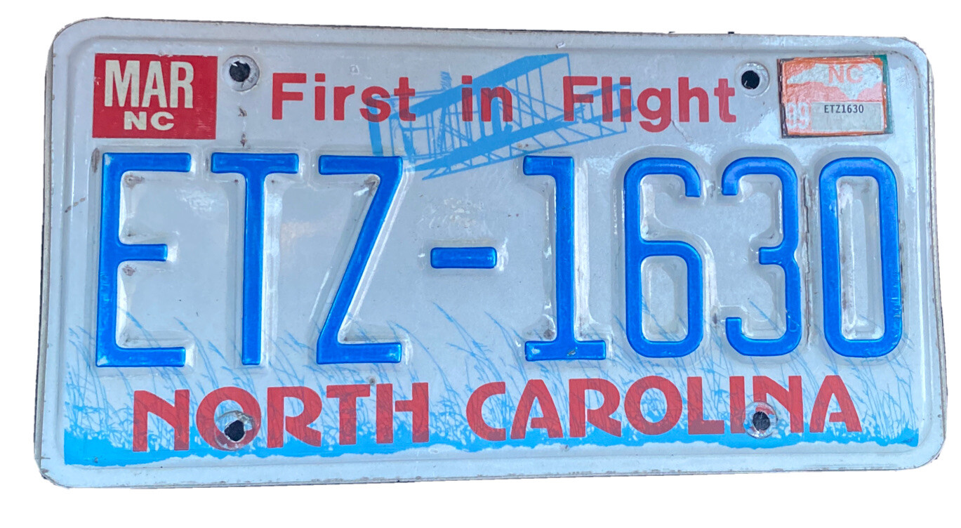 Vintage 1990s north carolina license plate ETZ-1630 Vintage 1990s north carolina license plate ETZ-1630