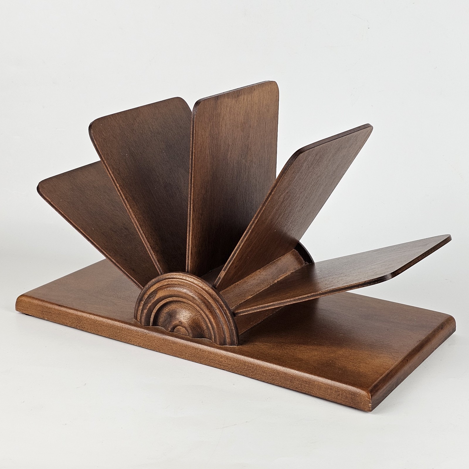 Vintage Mid Century Modern Decor Wood Stationery Letter Holder Tell City