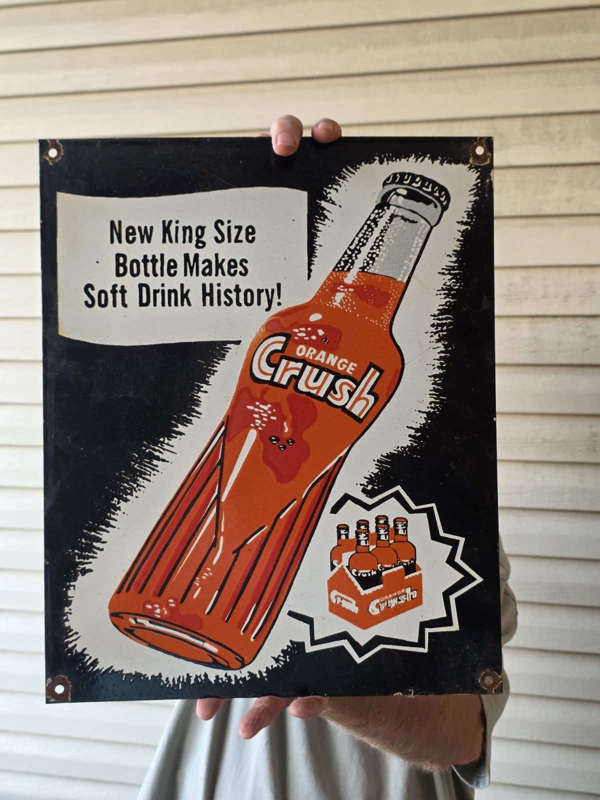 VINTAGE DRINK ORANGE CRUSH KING SIZE BOTTLE PORCELAIN SODA SIGN 16\ VINTAGE DRINK ORANGE CRUSH KING SIZE BOTTLE PORCELAIN SODA SIGN 16\
